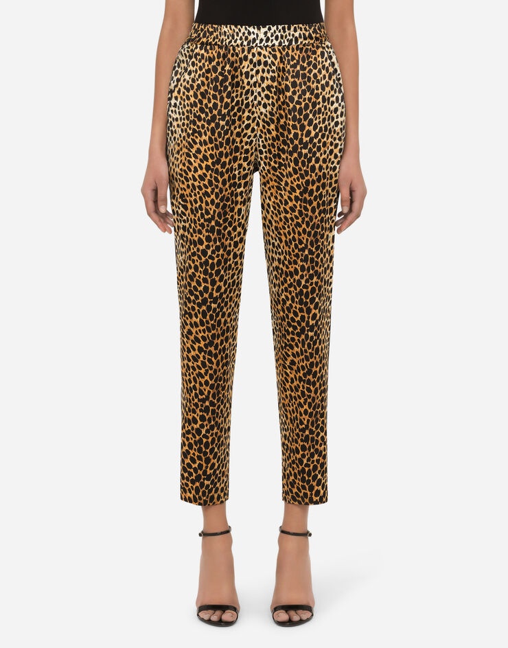 Ocelot-print satin pajama pants - 1