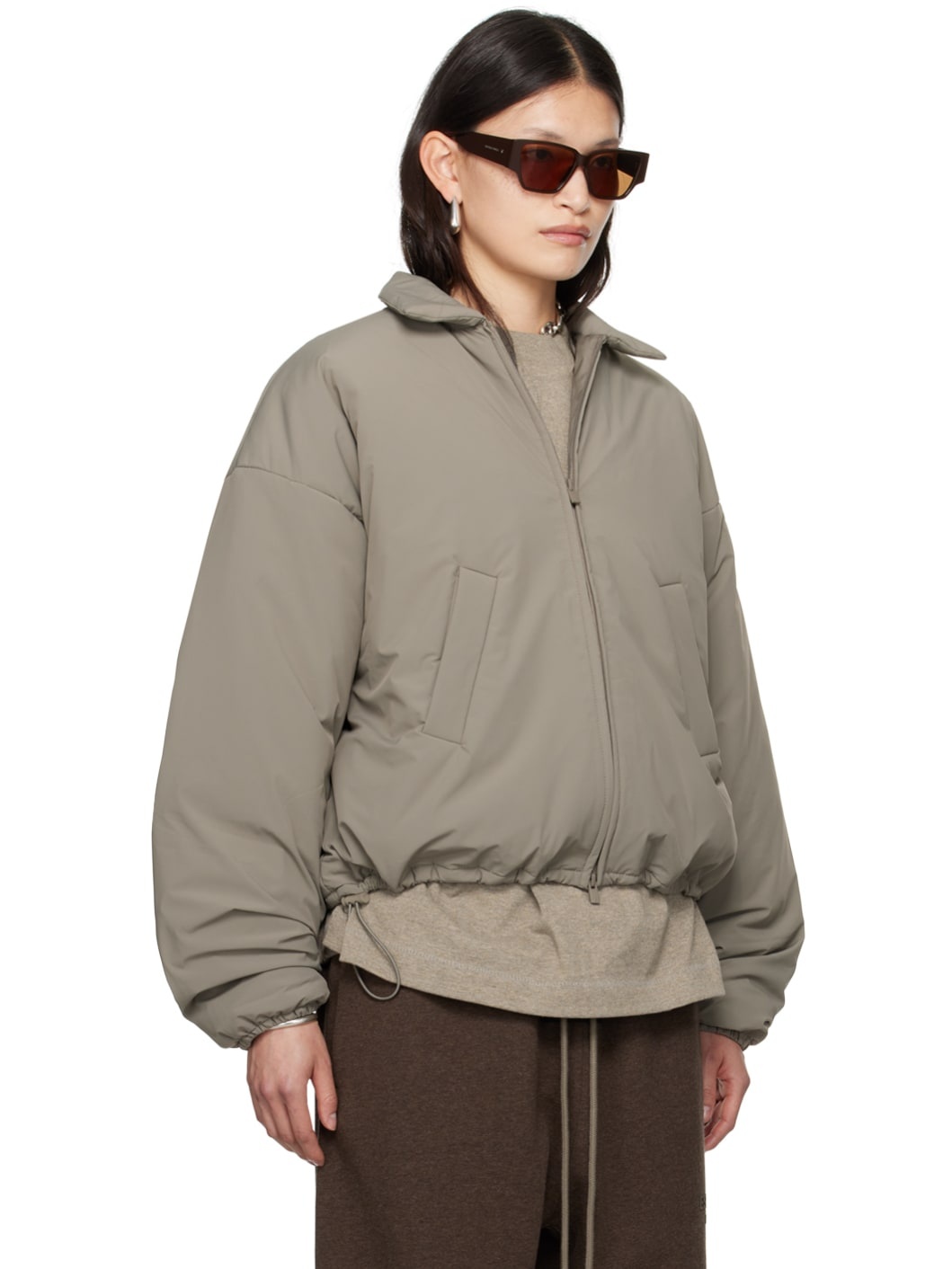 Gray Padded Bomber Jacket - 2