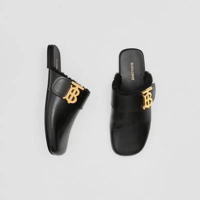Burberry Monogram Detail Shearling-lined Leather Mules outlook
