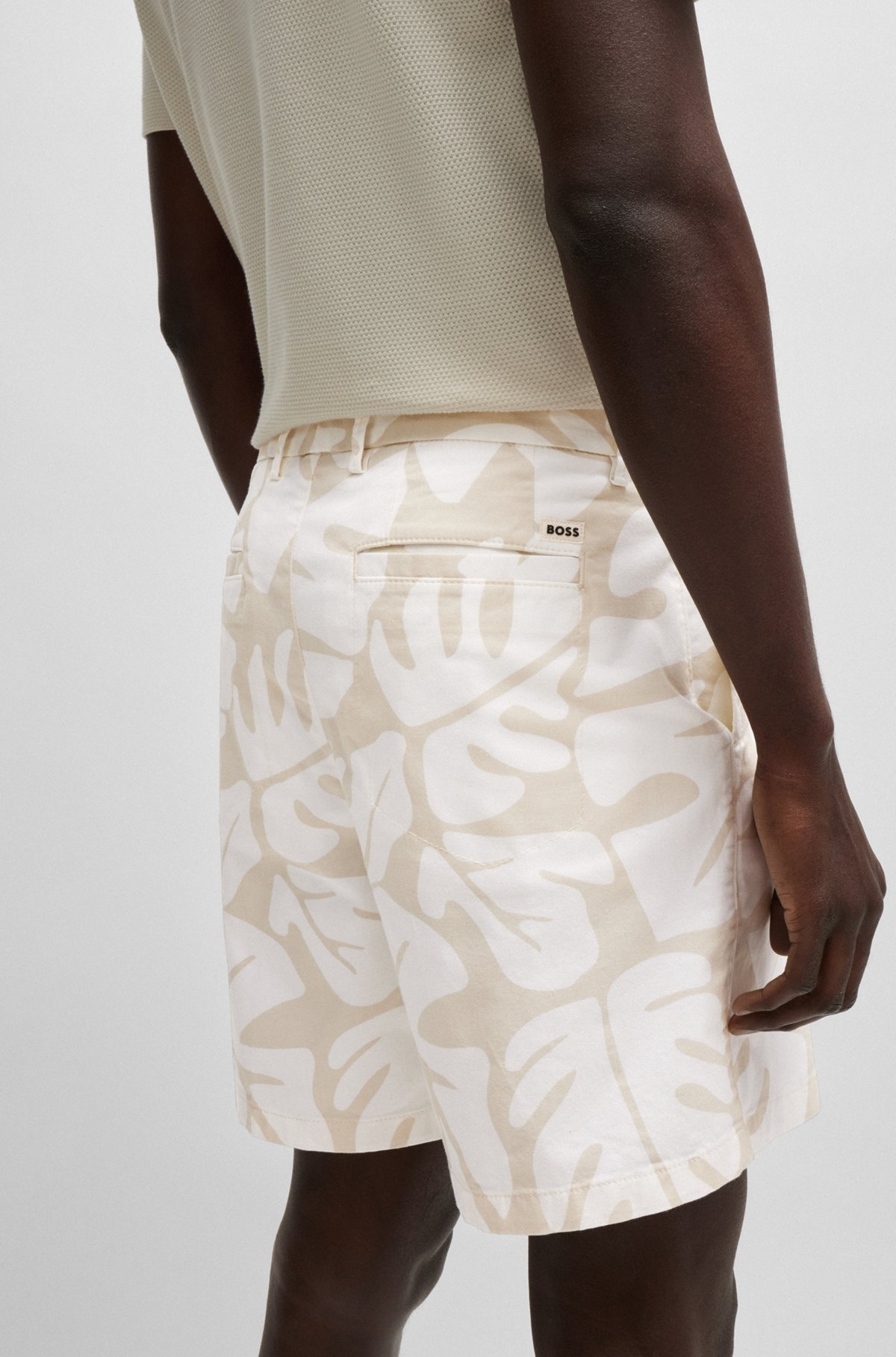 REGULAR-FIT SHORTS IN PRINTED STRETCH-COTTON TWILL - 5
