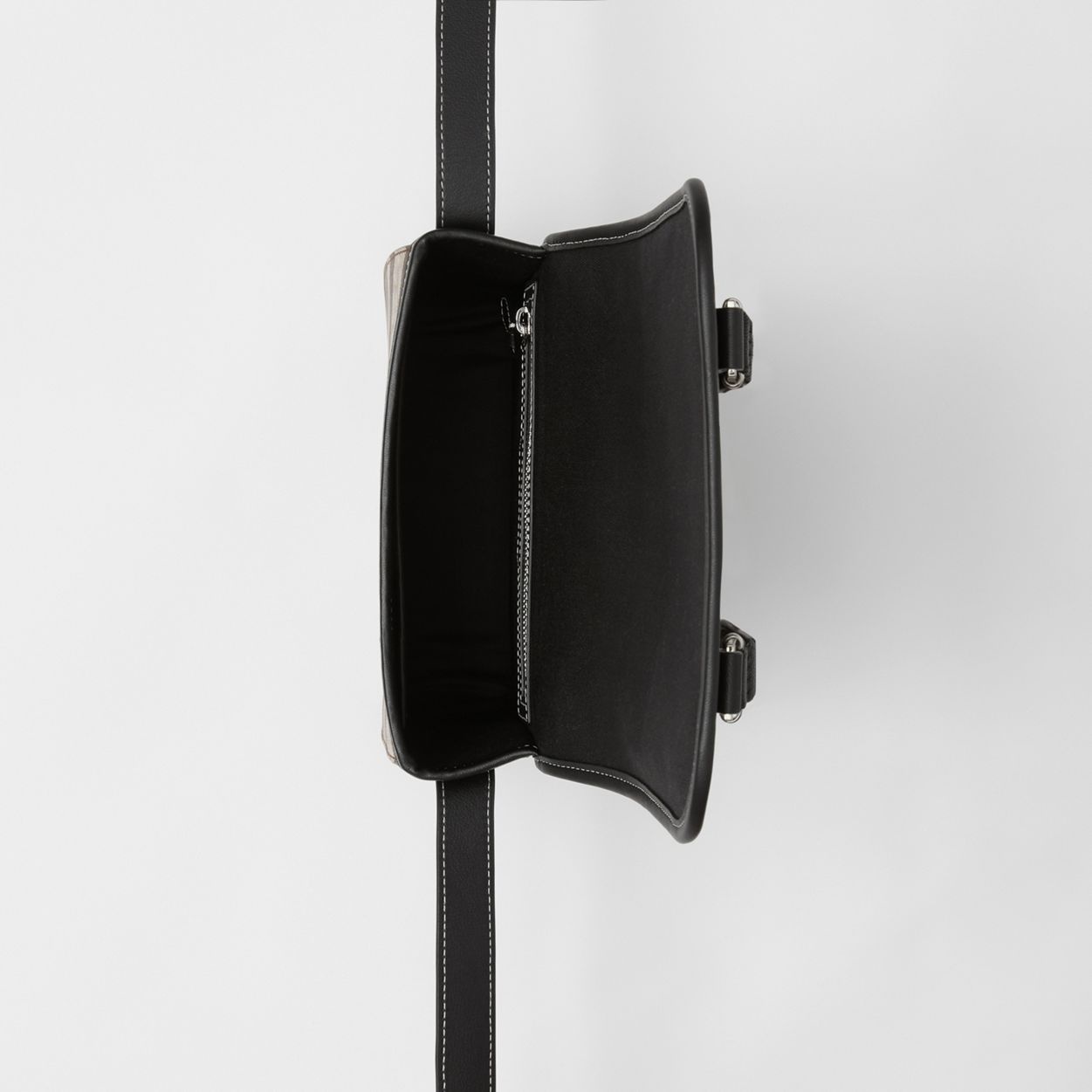 Check Print and Leather Messenger Bag - 6
