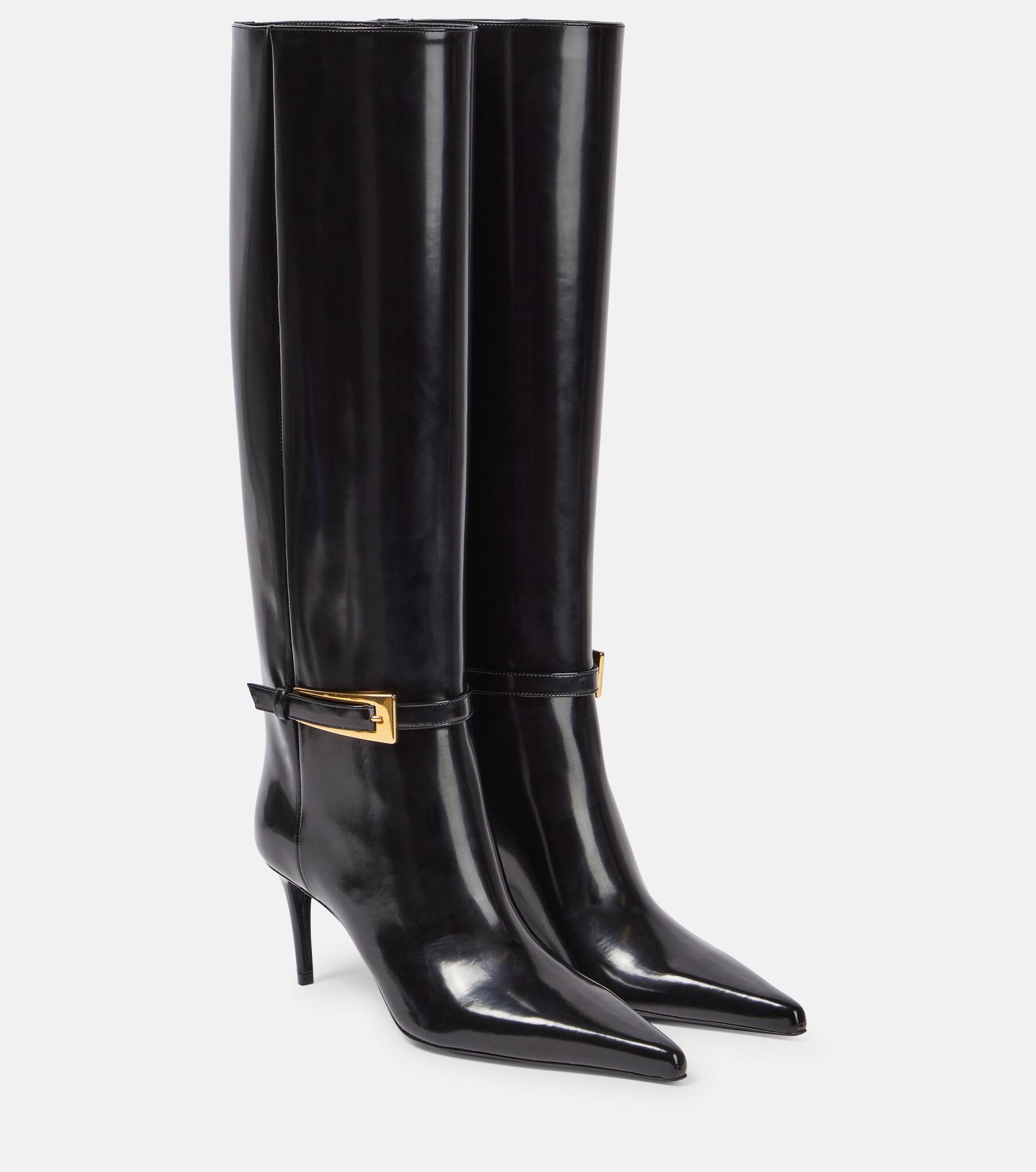 Lee glazed leather knee-high boots - 1