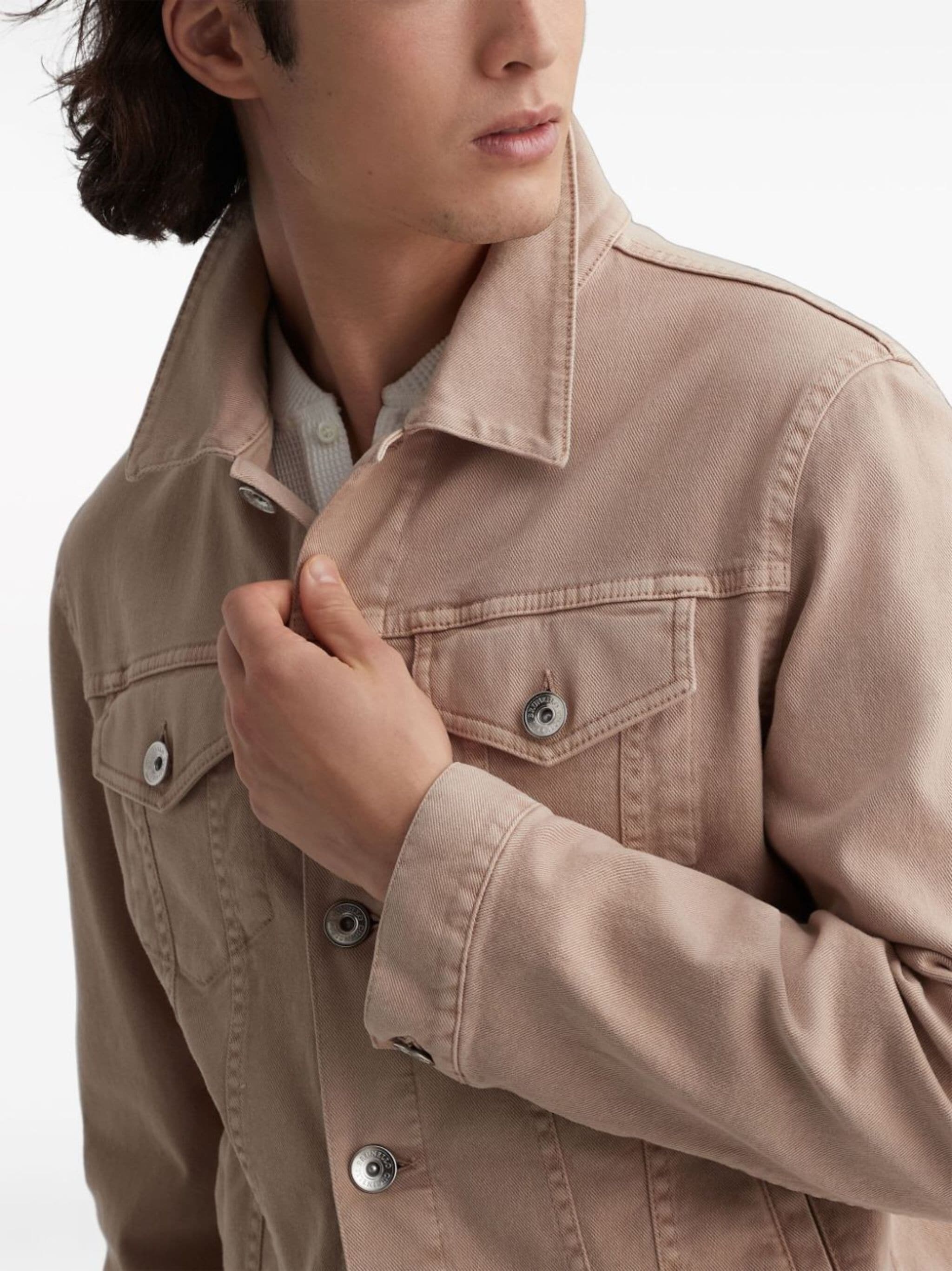 classic-collar denim jacket - 4