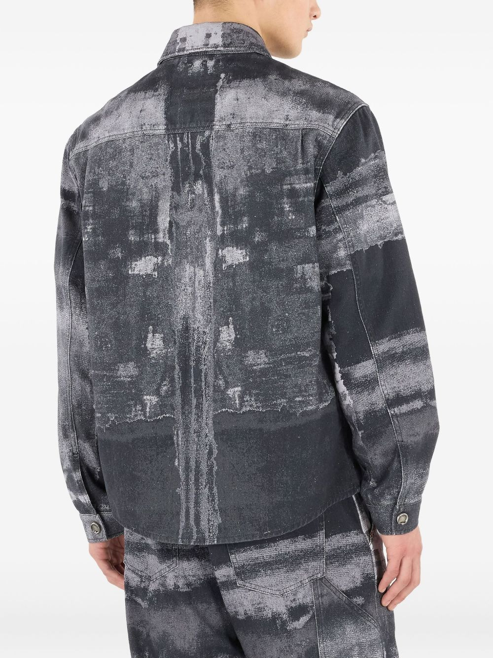 abstract-print denim shirt - 4