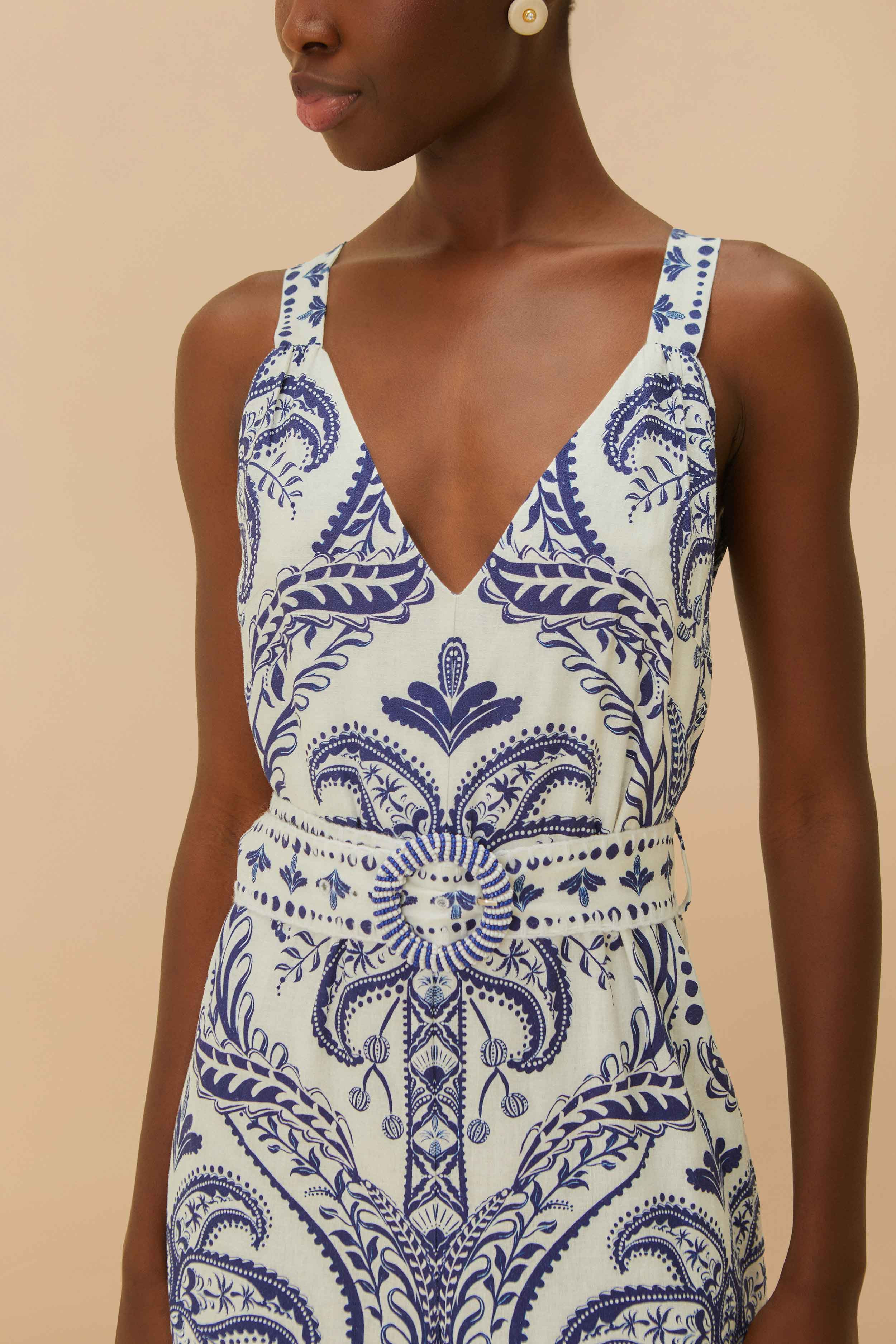 Off-White Tropical Cameo Lenzing™ Ecovero™ Euroflax™ Jumpsuit - 3