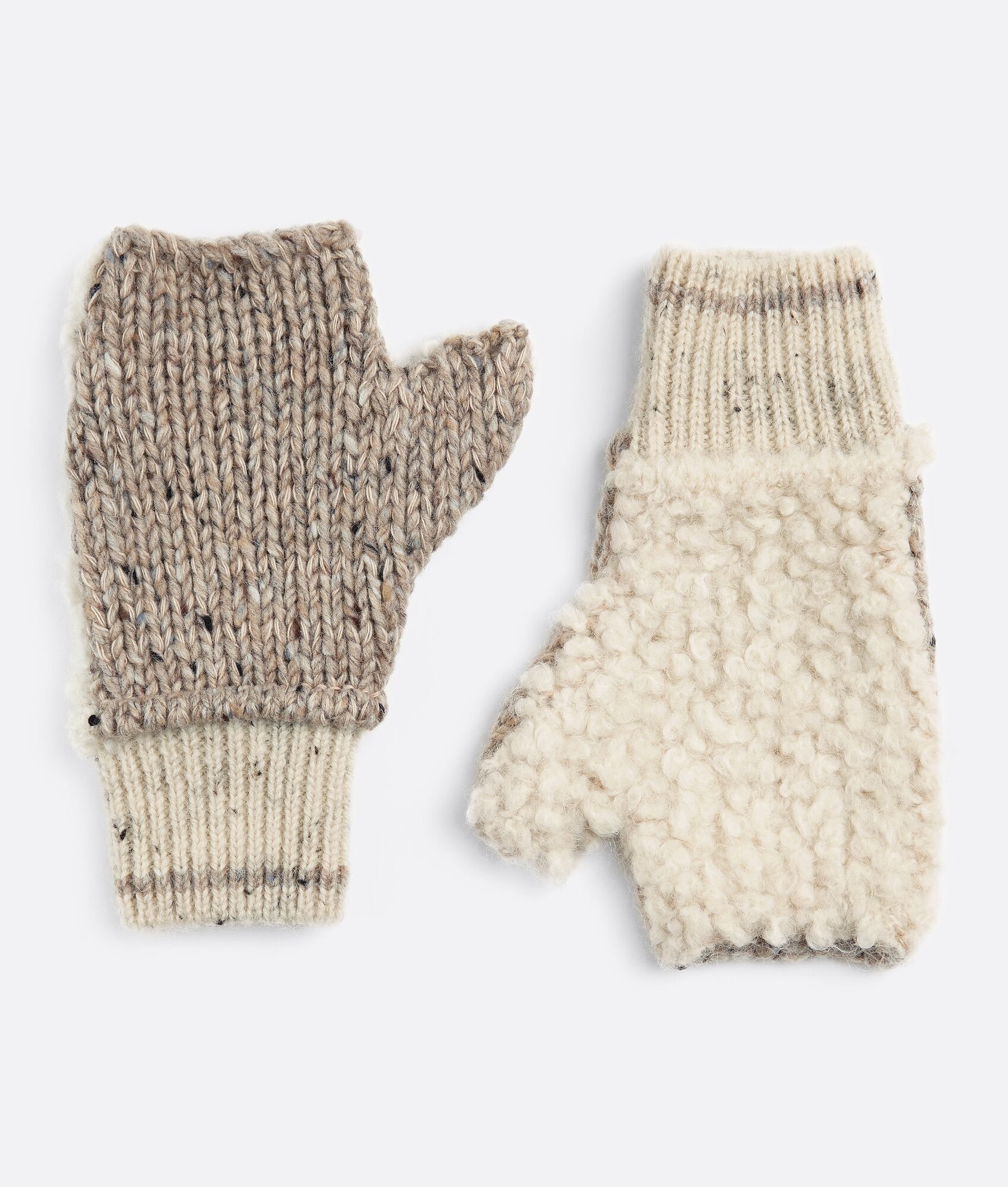 patchwork wool mittens - 1