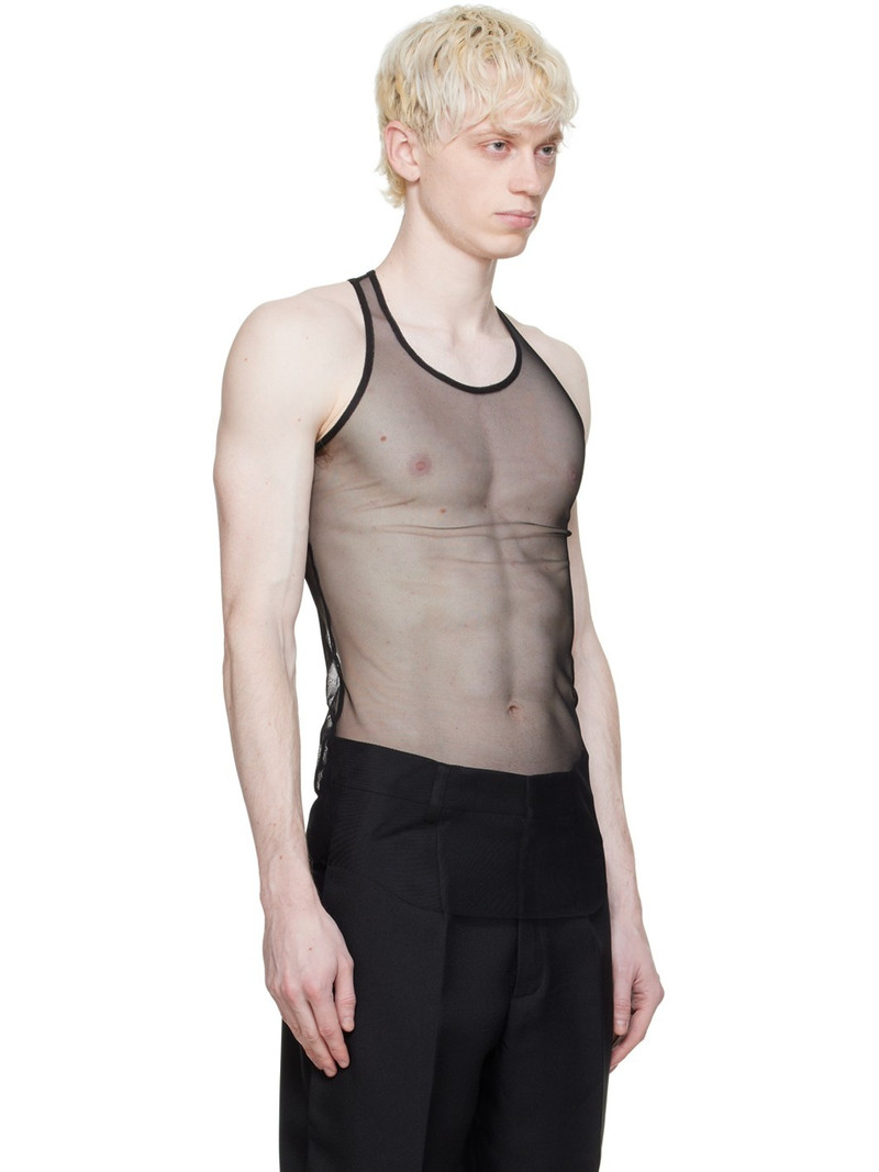 RANDOM IDENTITIES Black Racer Back Tank Top outlook