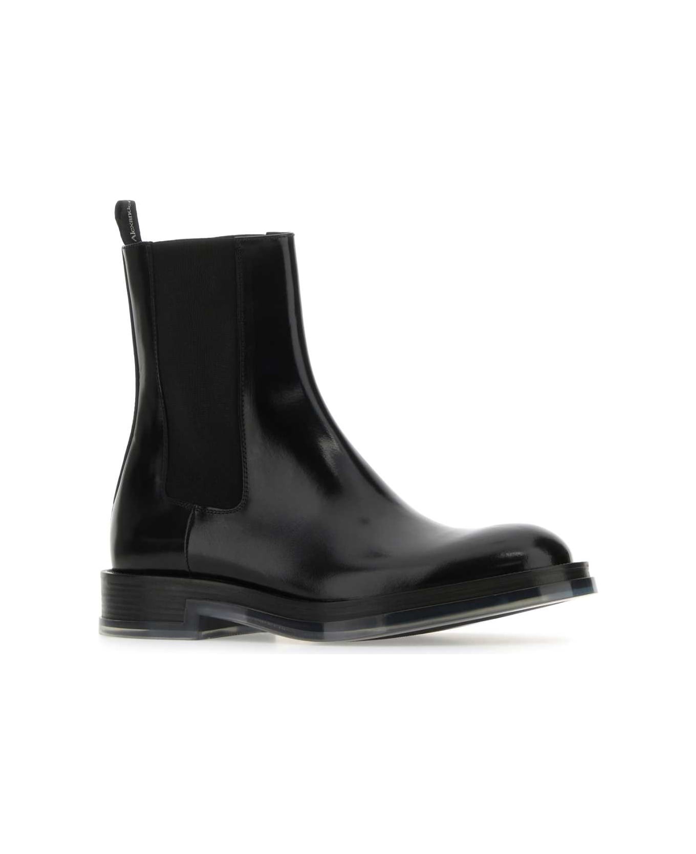 Black Leather Float Ankle Boots - 2