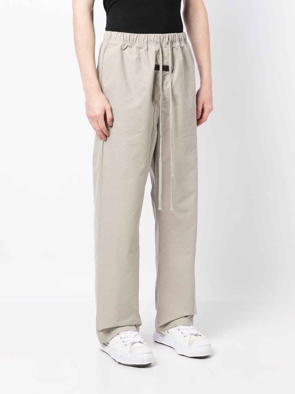 logo-patch straight-leg trousers - 3