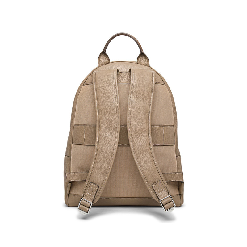 Santoni Beige tumbled leather backpack outlook