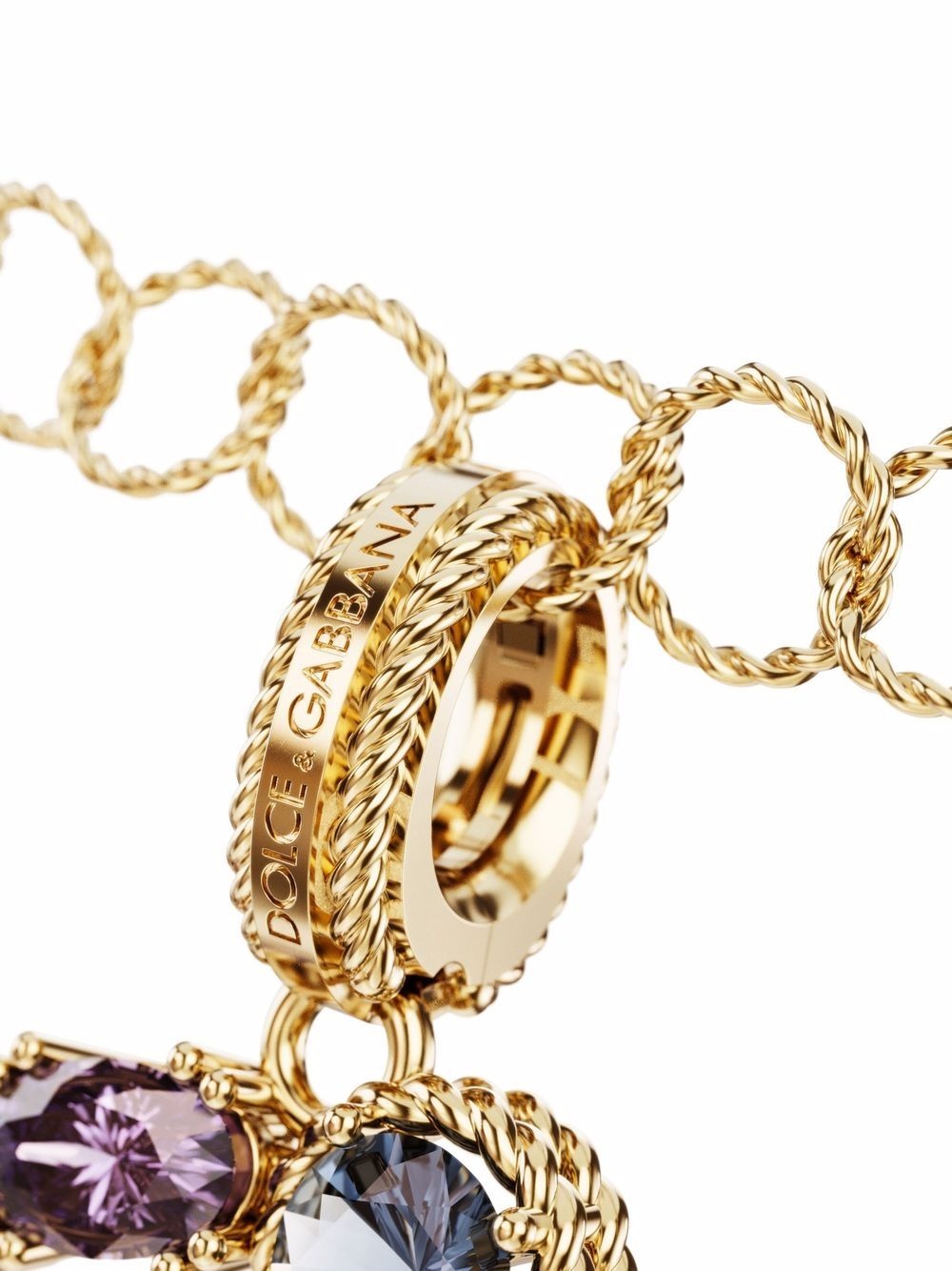 18kt yellow gold C letter gemstone pendant - 2