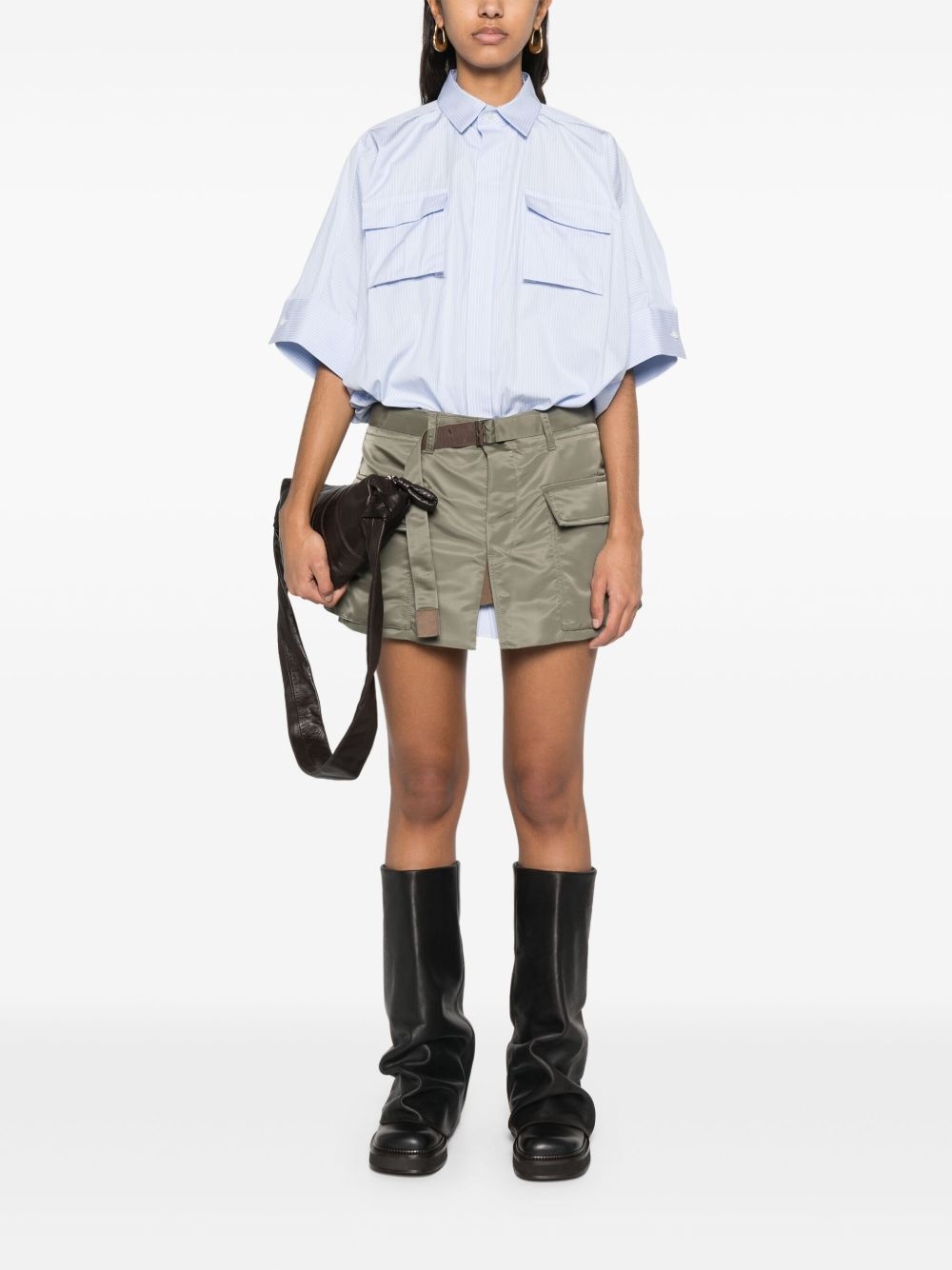 panelled mini shirt dress - 2