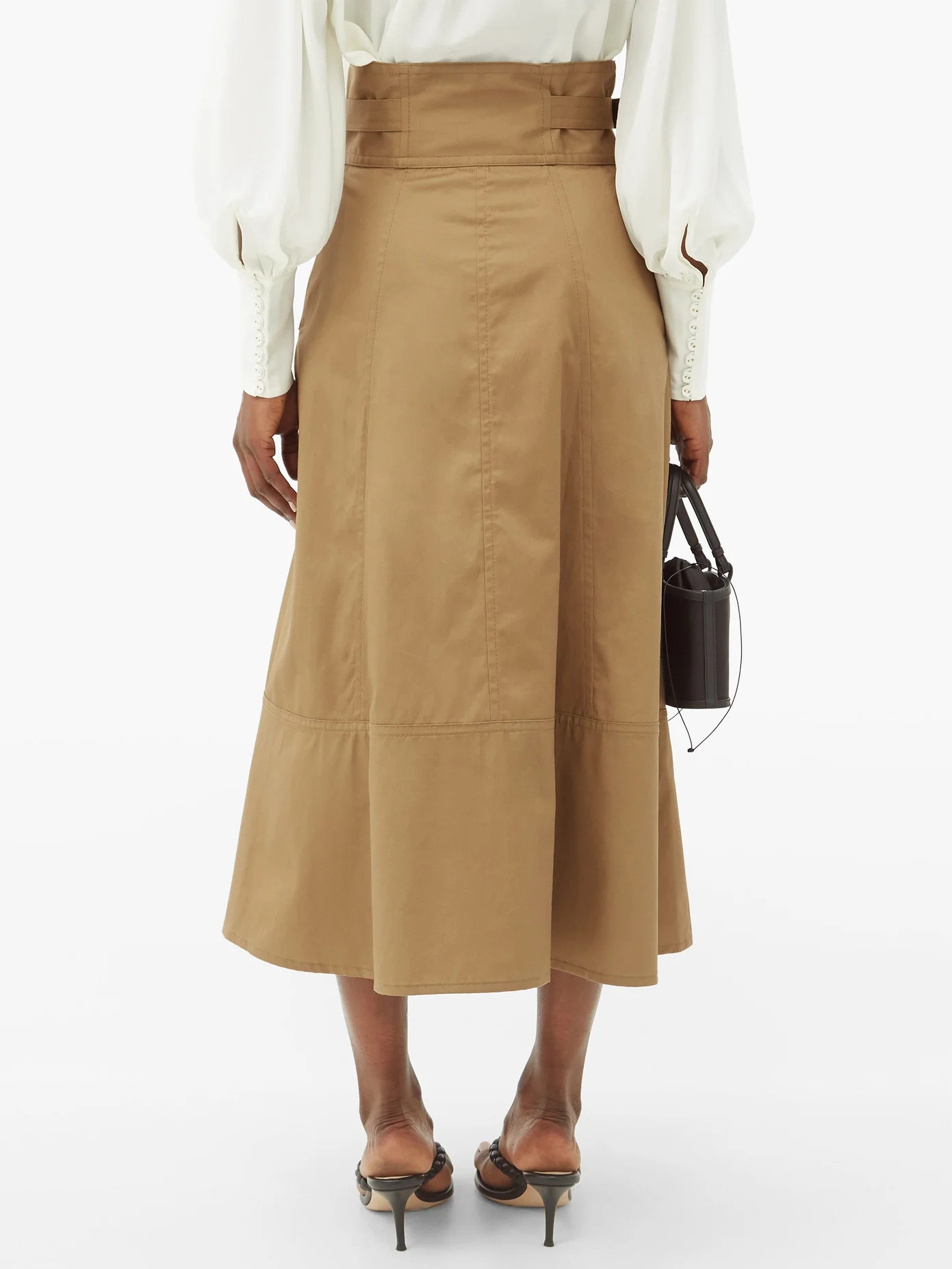 Ladybeetle buckled-waist cotton-drill midi skirt - 5