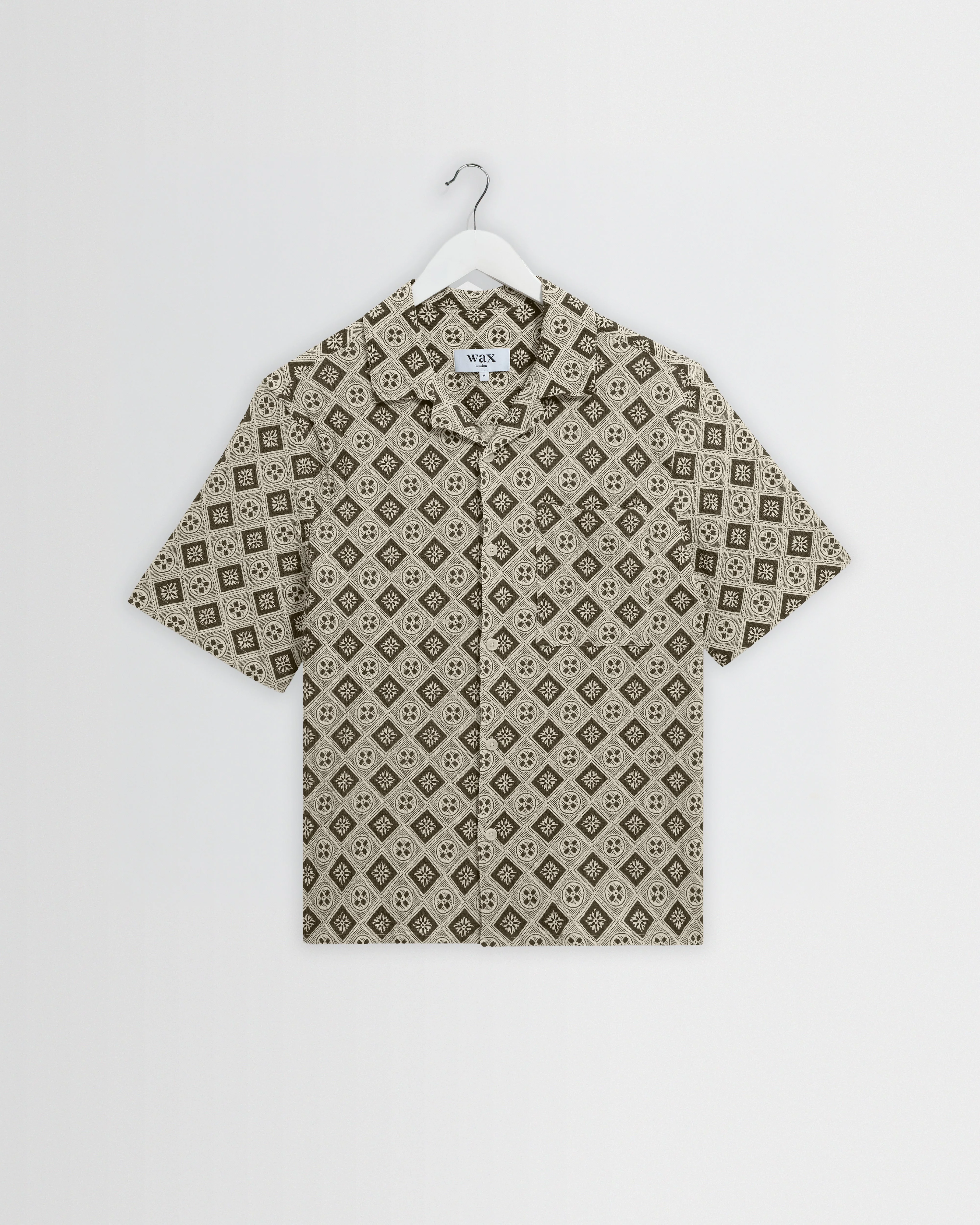 Didcot - Ecru And Black Tile Print Short-Sleeve Shirt - 1