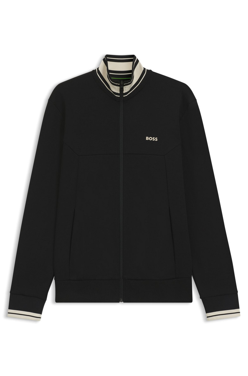 STRIPE-DETAIL ZIP-UP SWEATSHIRT IN A COTTON BLEND 1