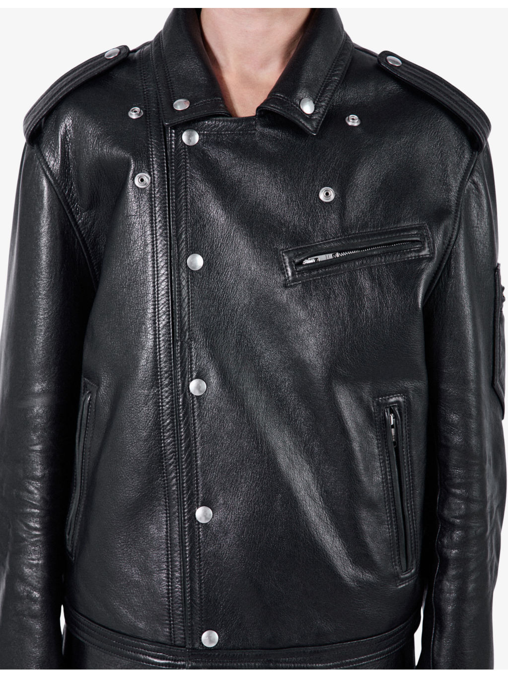 Vintage-treated leather biker jacket - 5