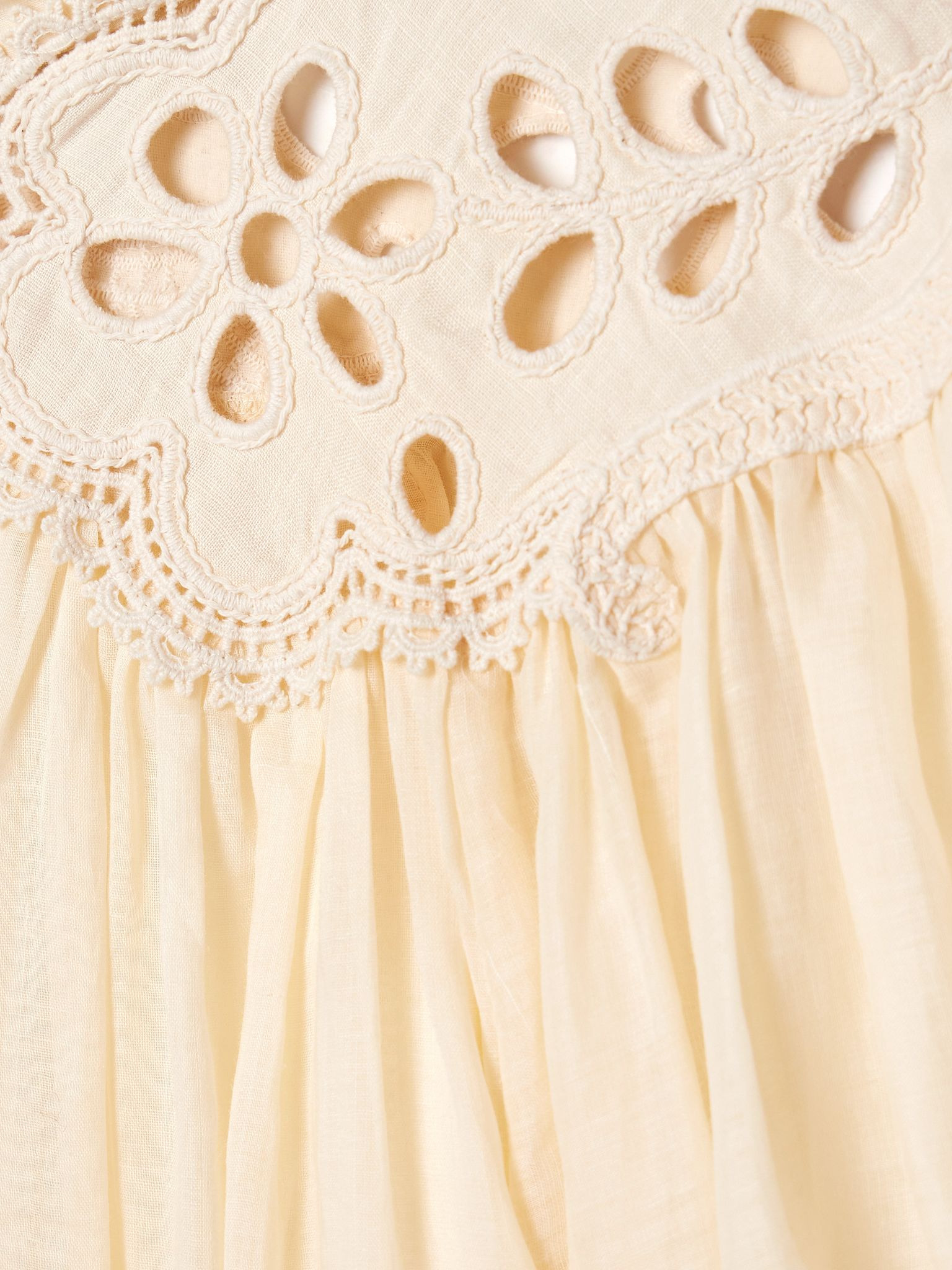 Coco broderie anglaise-trimmed ramie blouse Cream - 5