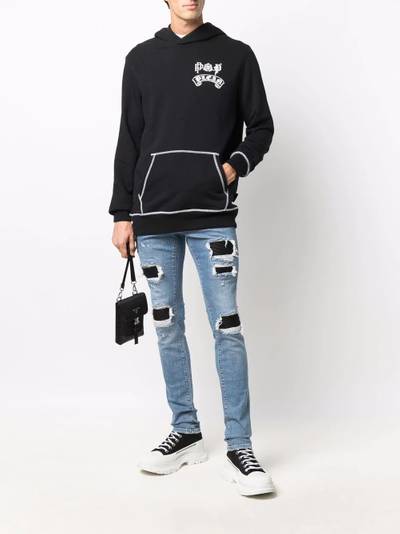 PHILIPP PLEIN Biker Destroyed low-rise slim-cut jeans outlook