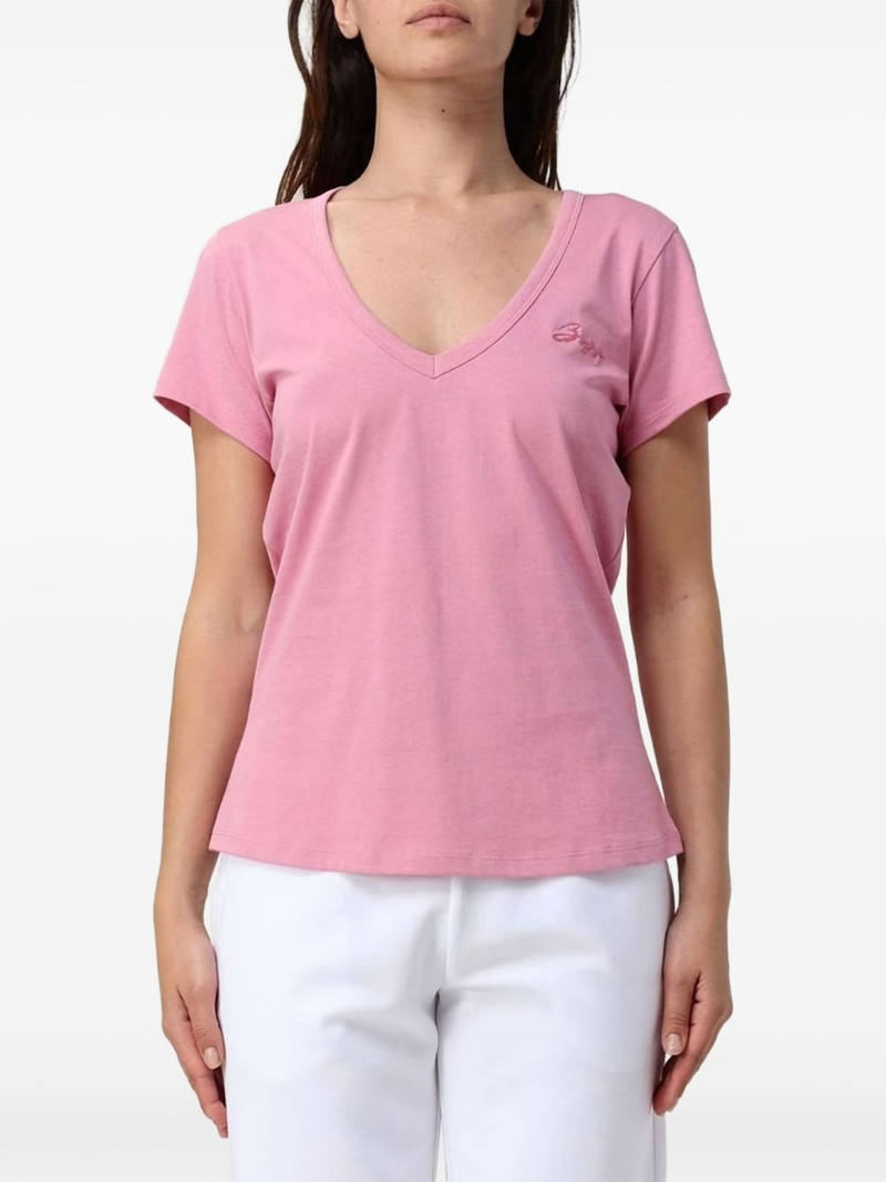embroidered V-neck T-shirt 1