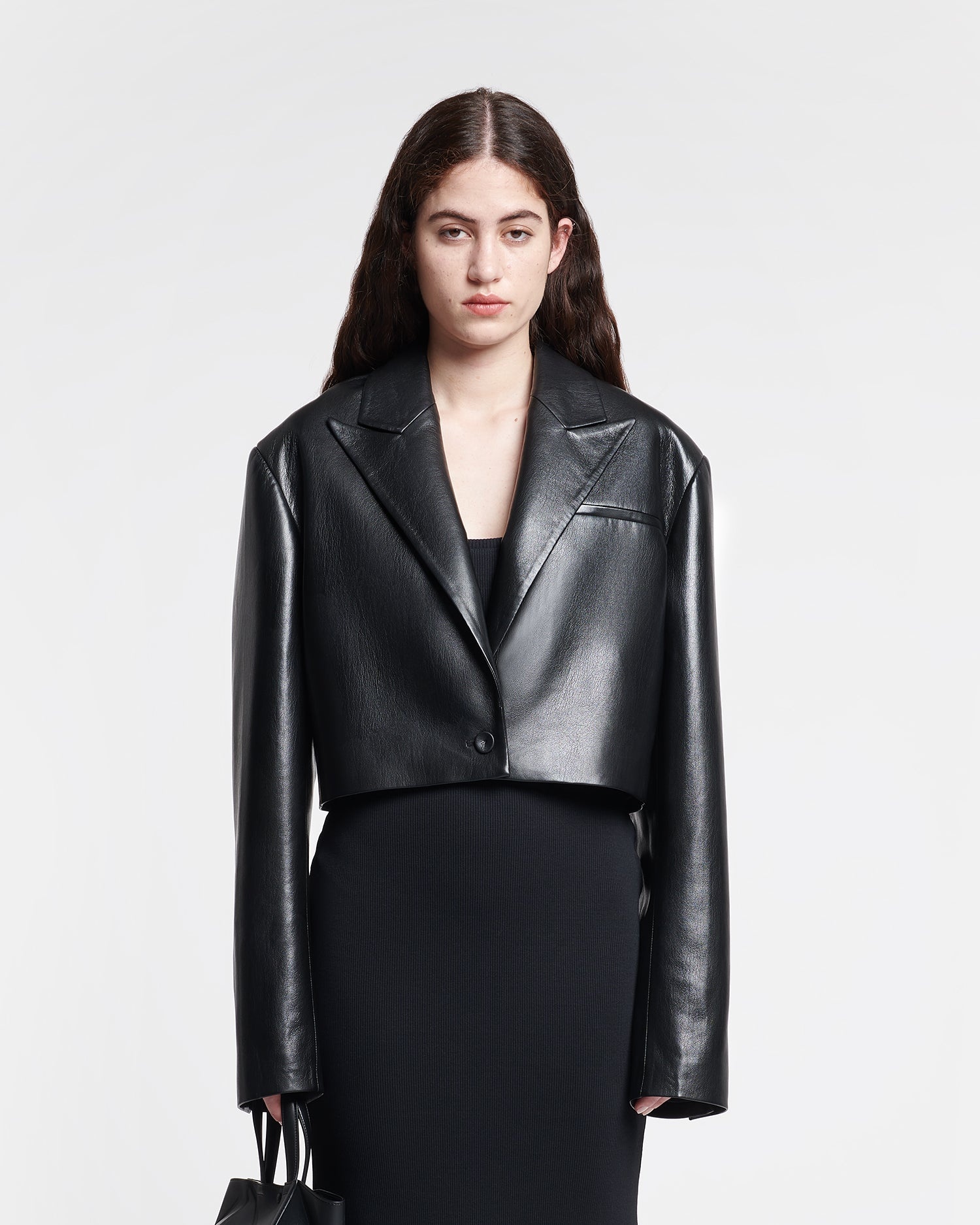 Cropped Okobor™ Alt-Leather Blazer - 2