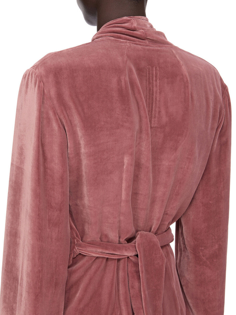 Rick Owens Draped velvet wrap gown Antique rose outlook