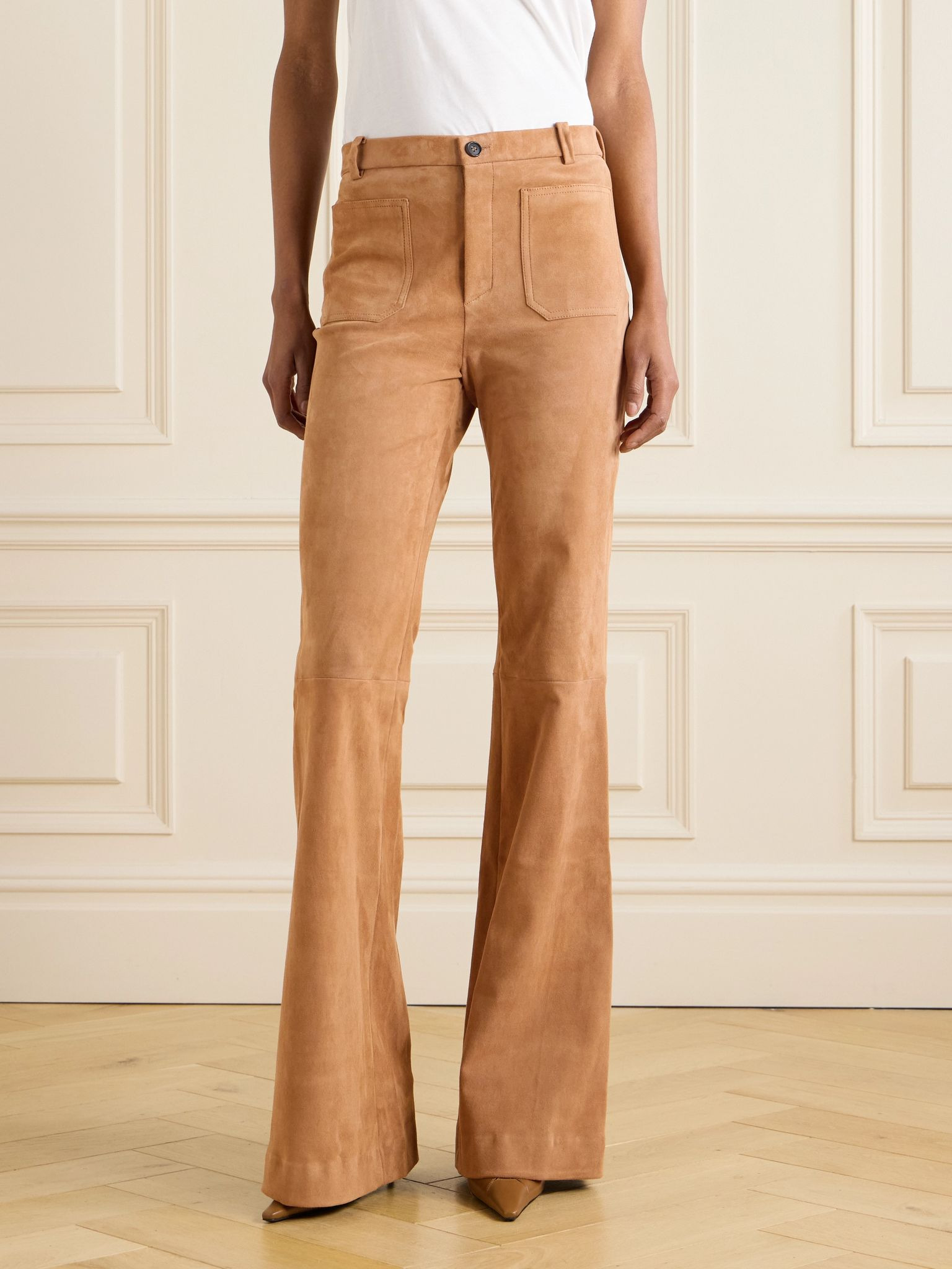 Laurent suede flared pants Camel - 3