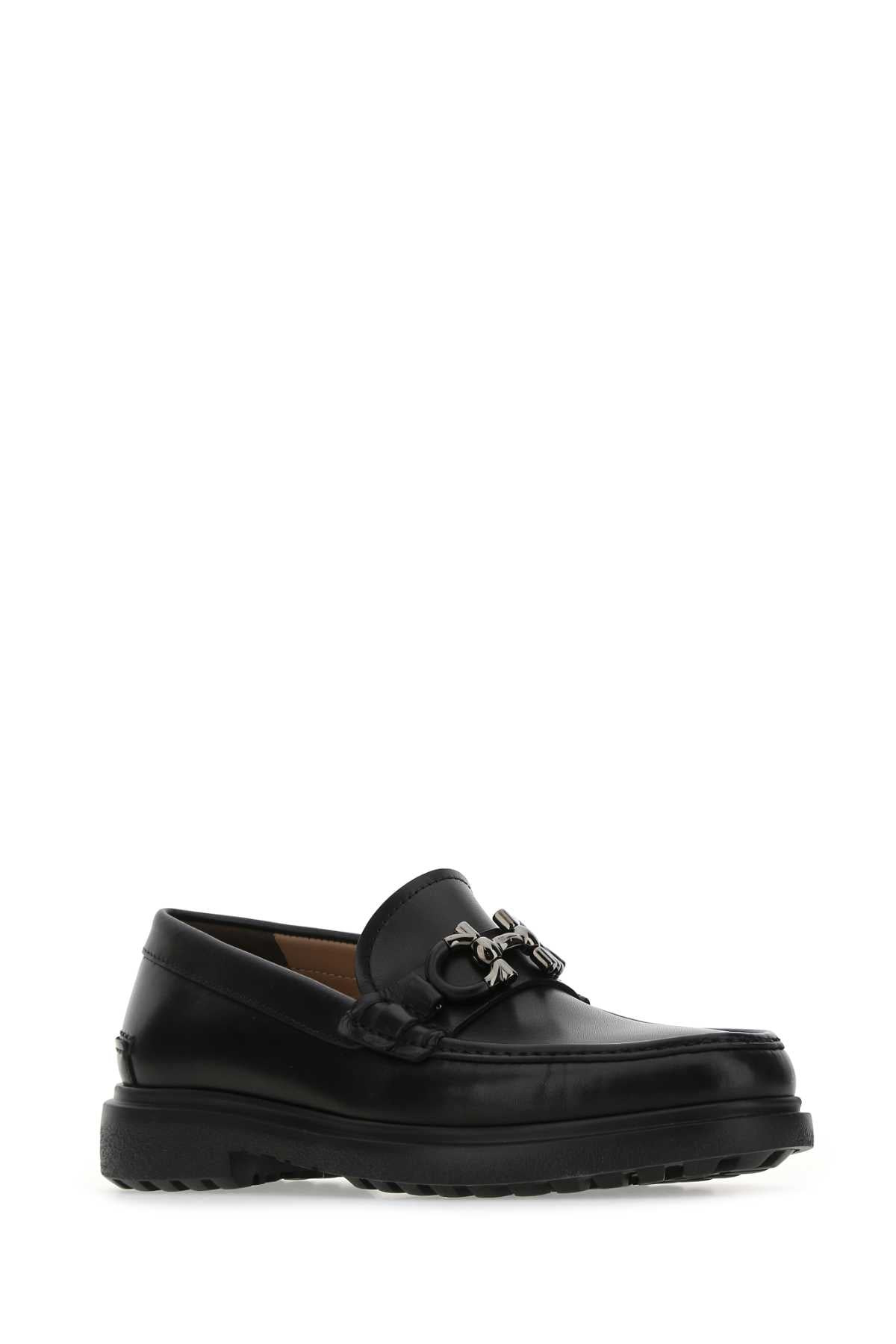 Salvatore Ferragamo Men Black Leather Loafers - 2