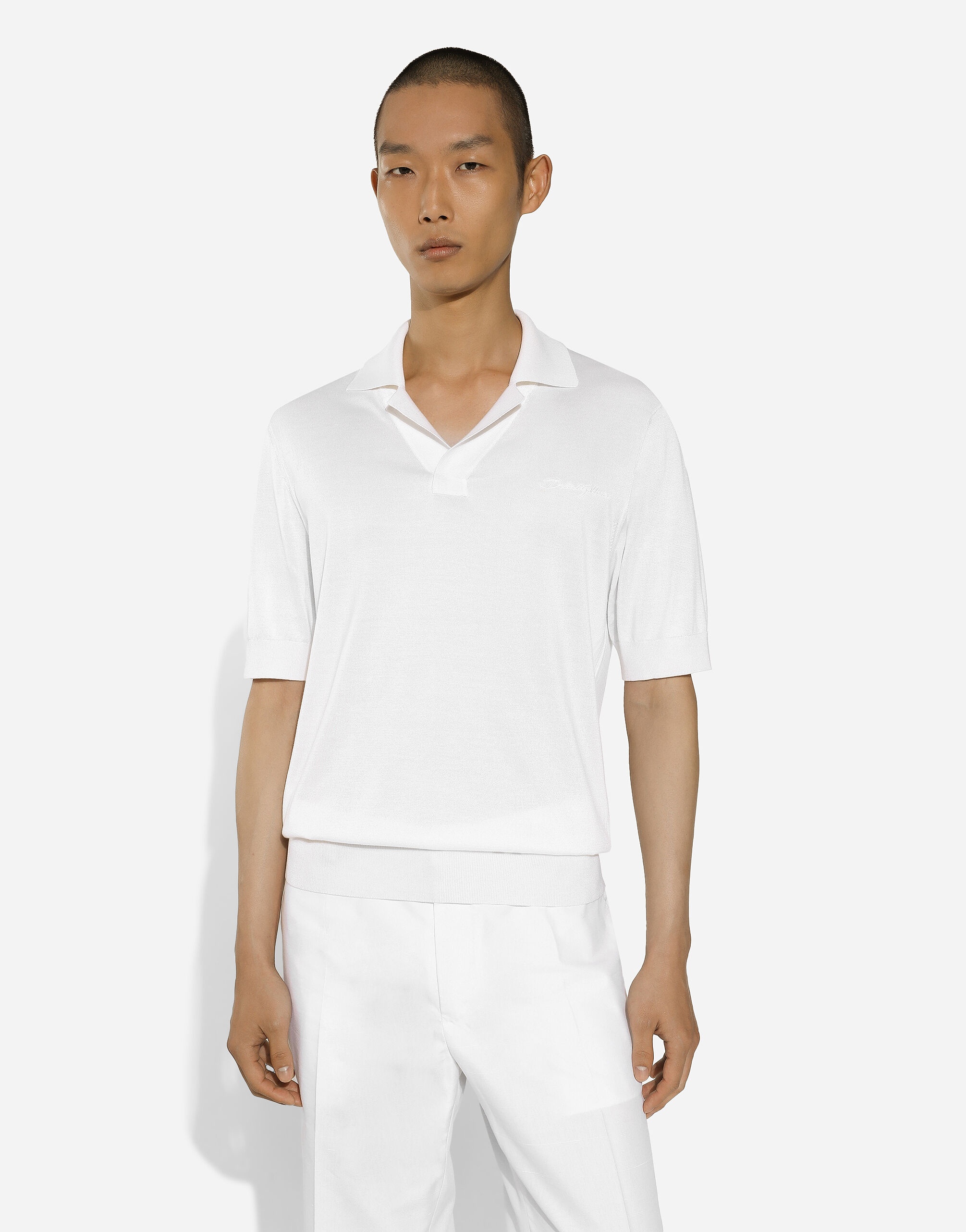 Silk polo-shirt with signature - 4