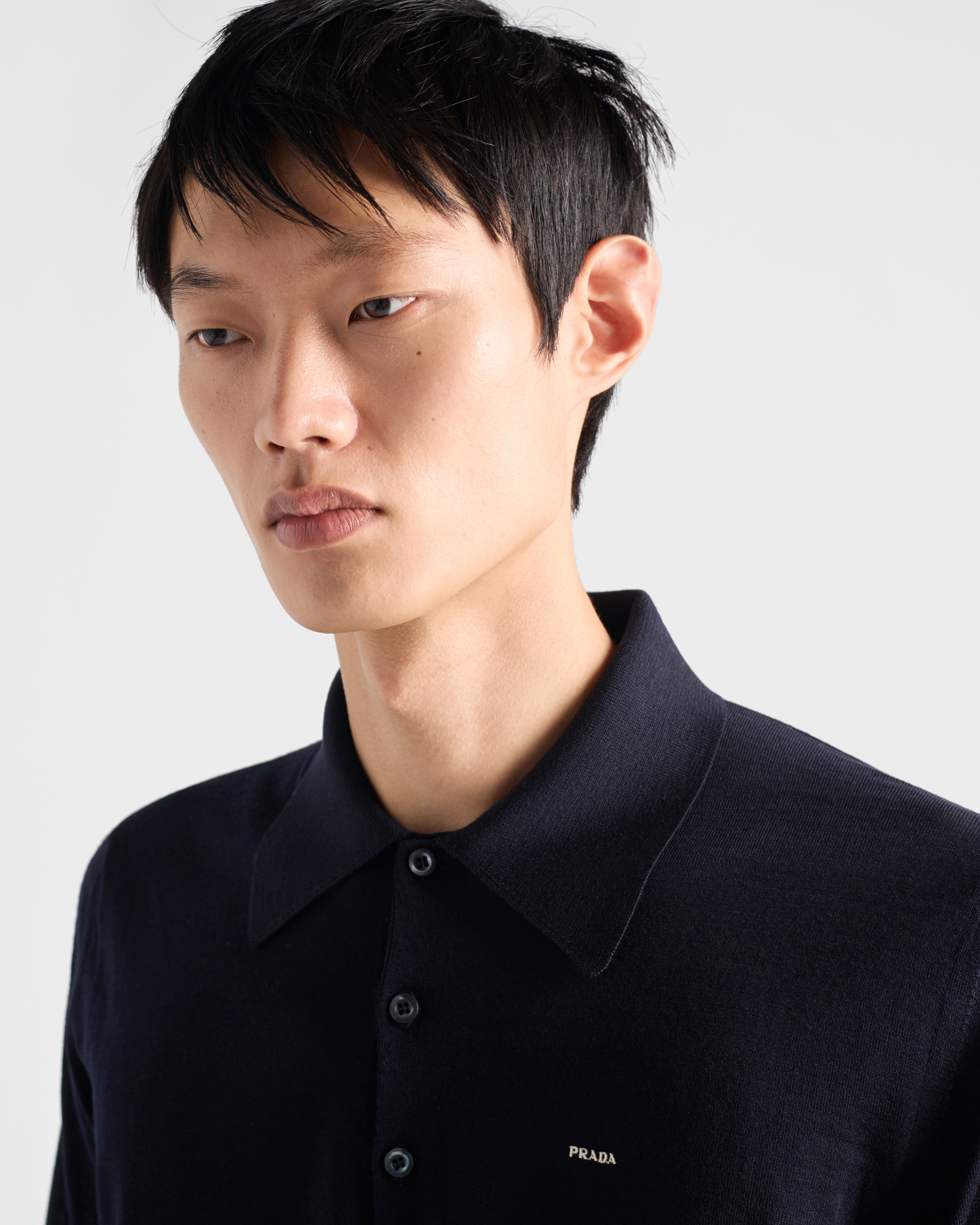Long-sleeved superfine wool polo sweater - 3