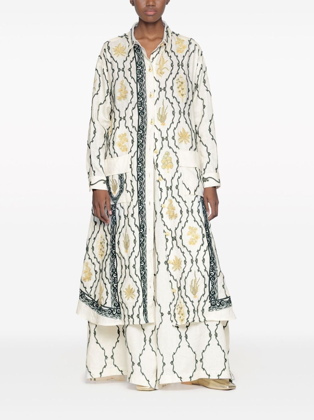 Marea Calado embroidered-design palazzo trousers - 2