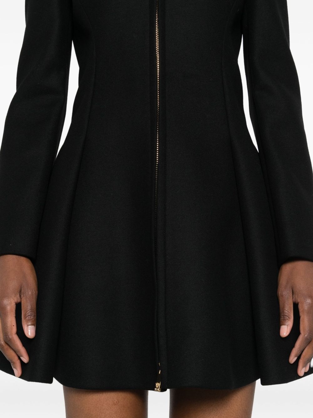 zip-front flared coat - 5
