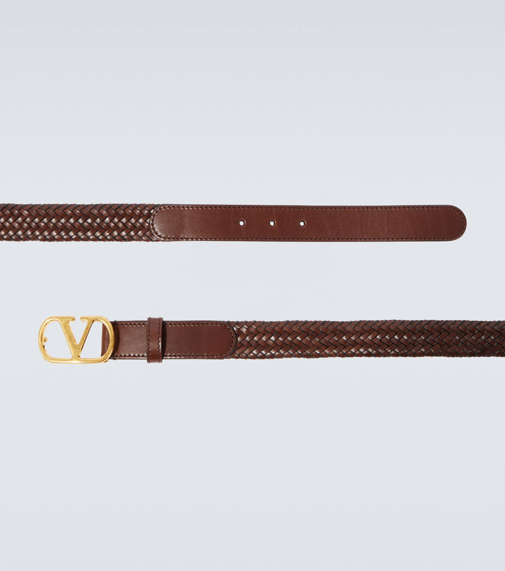 VLogo braided leather belt - 4