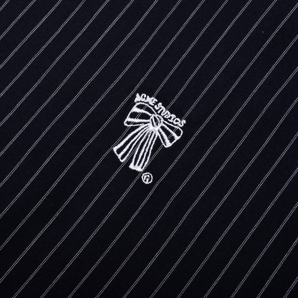 STRIPE BUTTON-UP SHIRT - NAVY/WHITE - 4