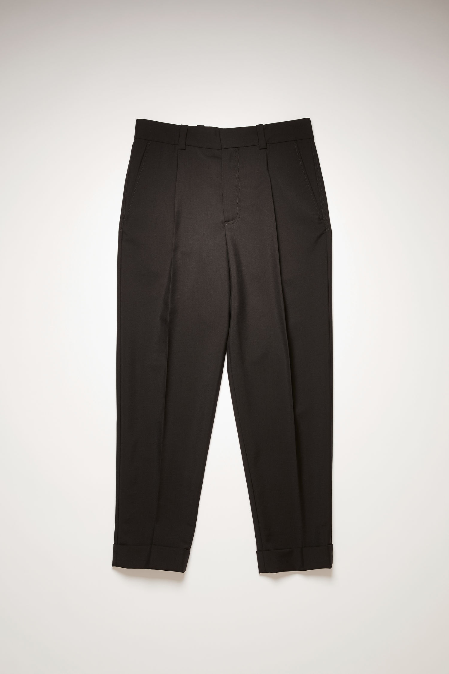 Pleated cropped trousers black - 1