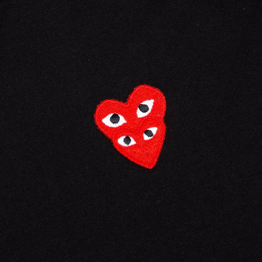 COMME DES GARCONS PLAY STACKED HEART S/S T-SHIRT - BLACK - 3