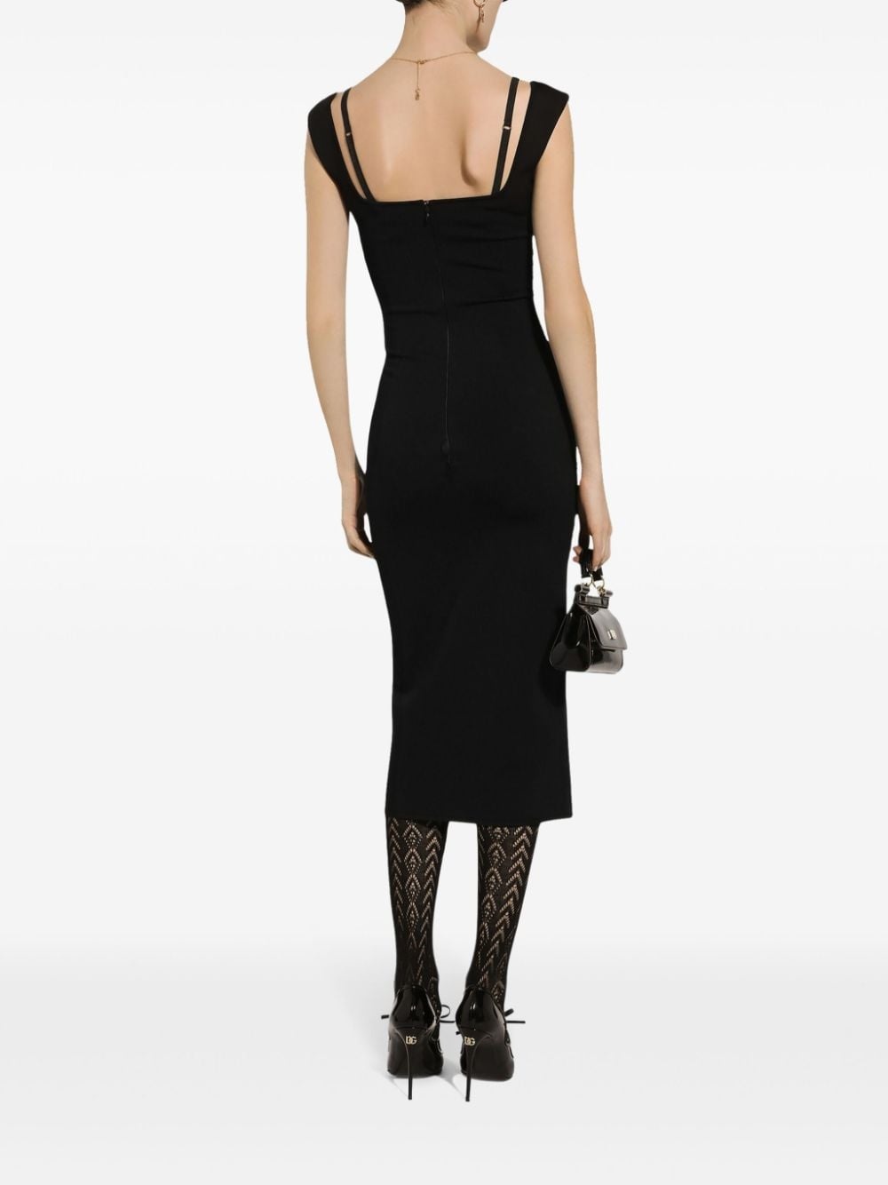 layered-neck midi dress - 4
