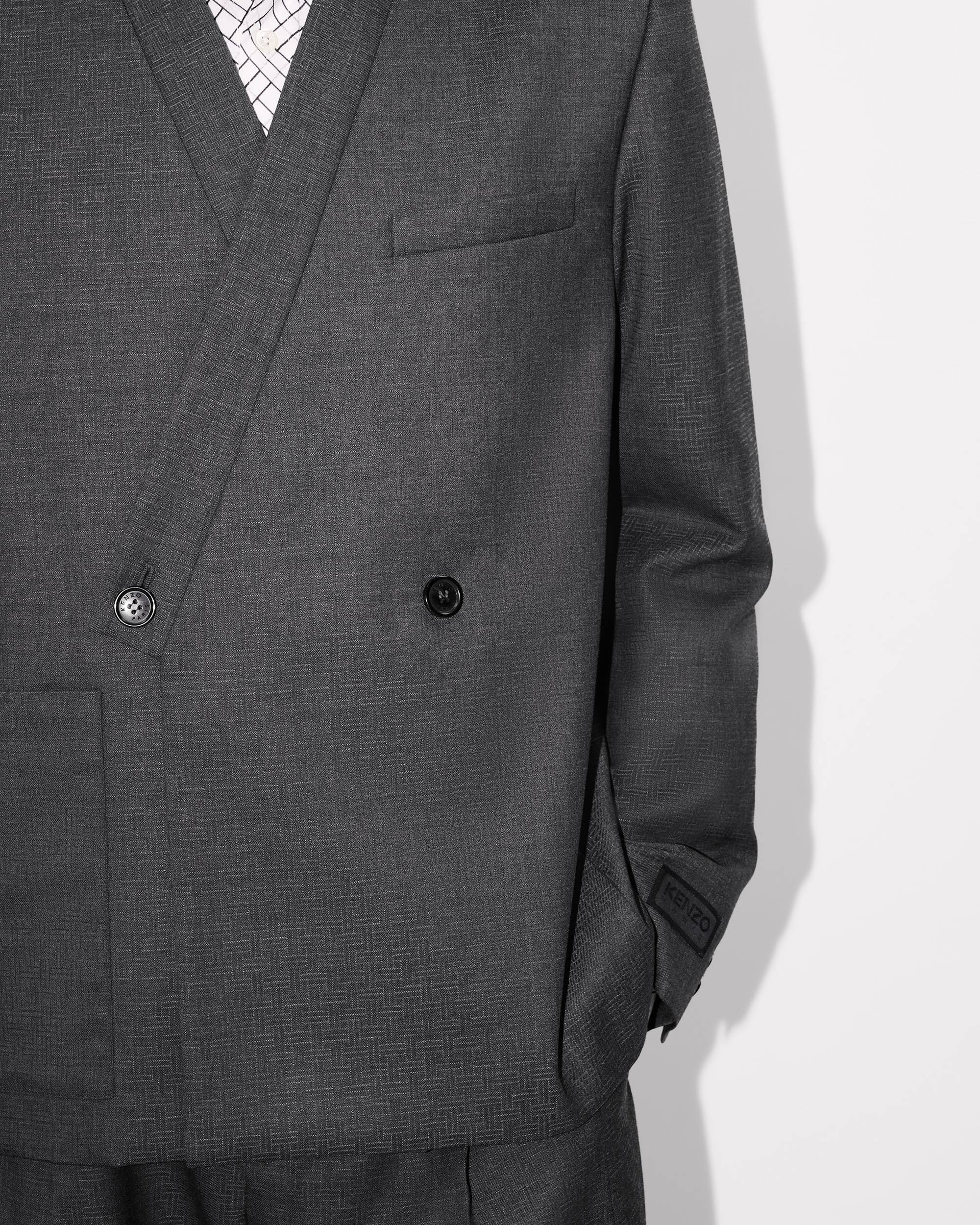 'KENZO Weave' adjusted tailored kimono jacket in wool jacquard - 9
