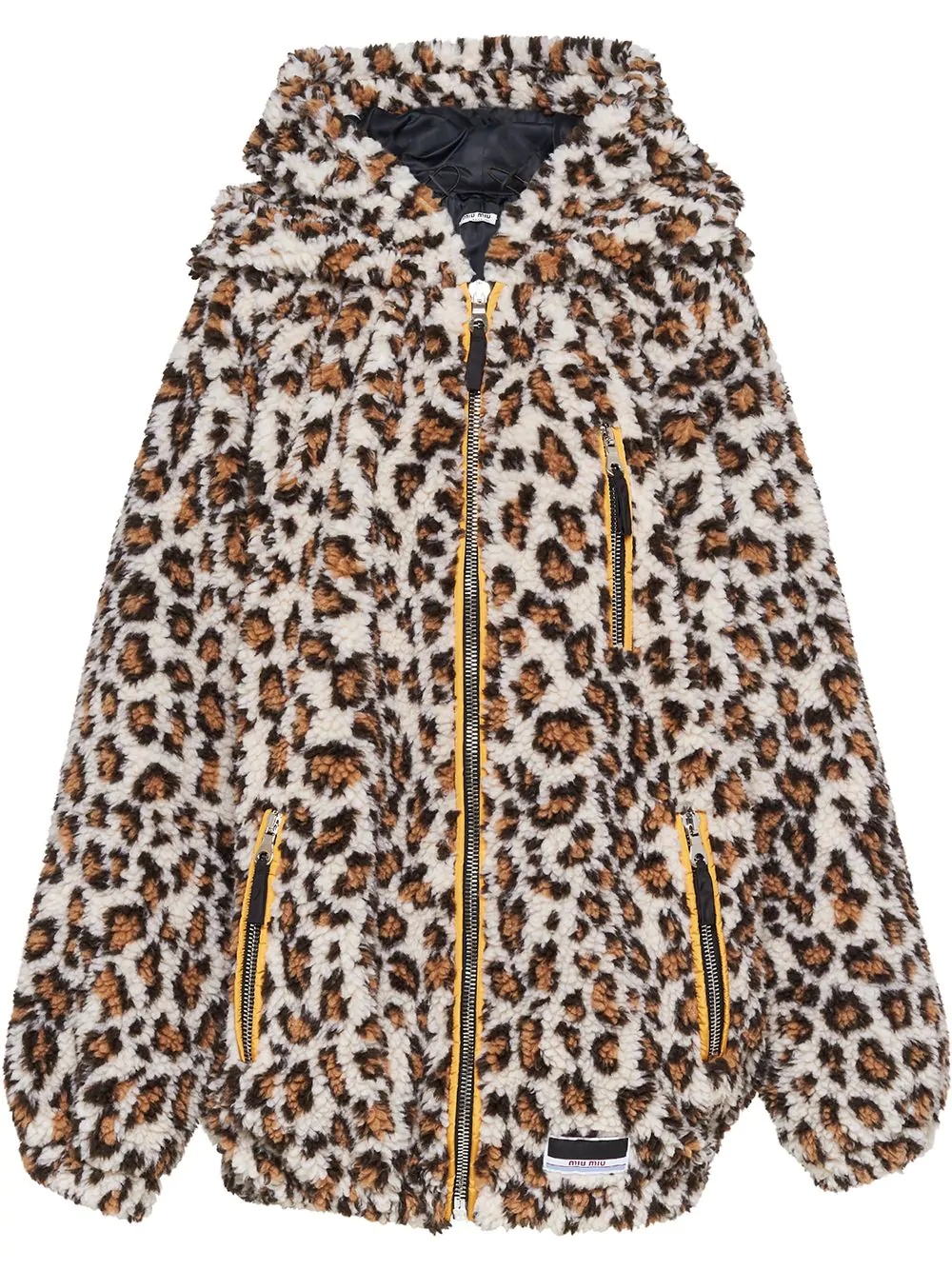 leopard-print fleece jacket - 1