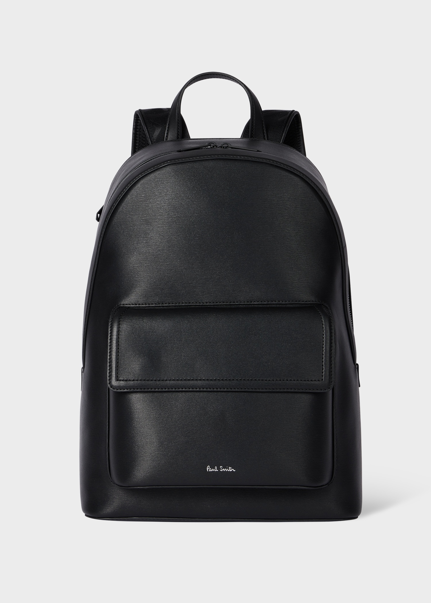 Paul Smith Black Straw Grain Embossed Leather Backpack REVERSIBLE