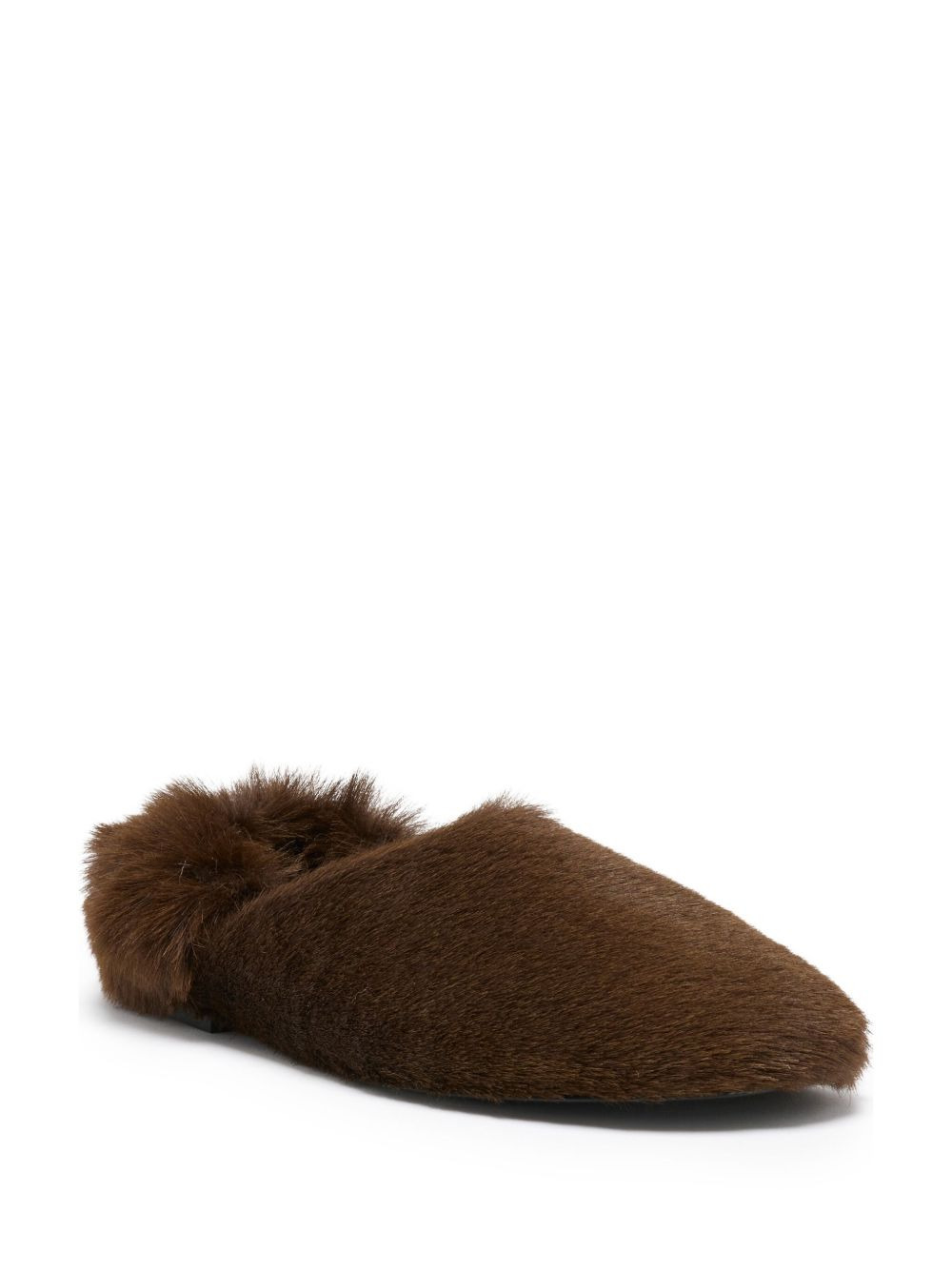 fur-trimmed calfskin slippers - 2