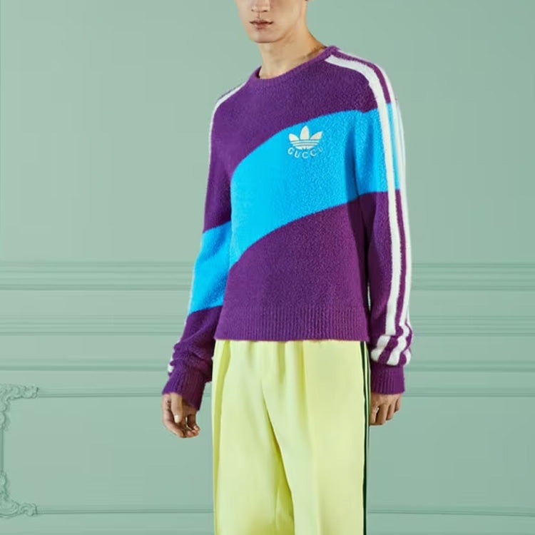 Gucci x adidas Wool Sweater 'Purple Light Blue' 723092-XKCTZ-5998 - 4