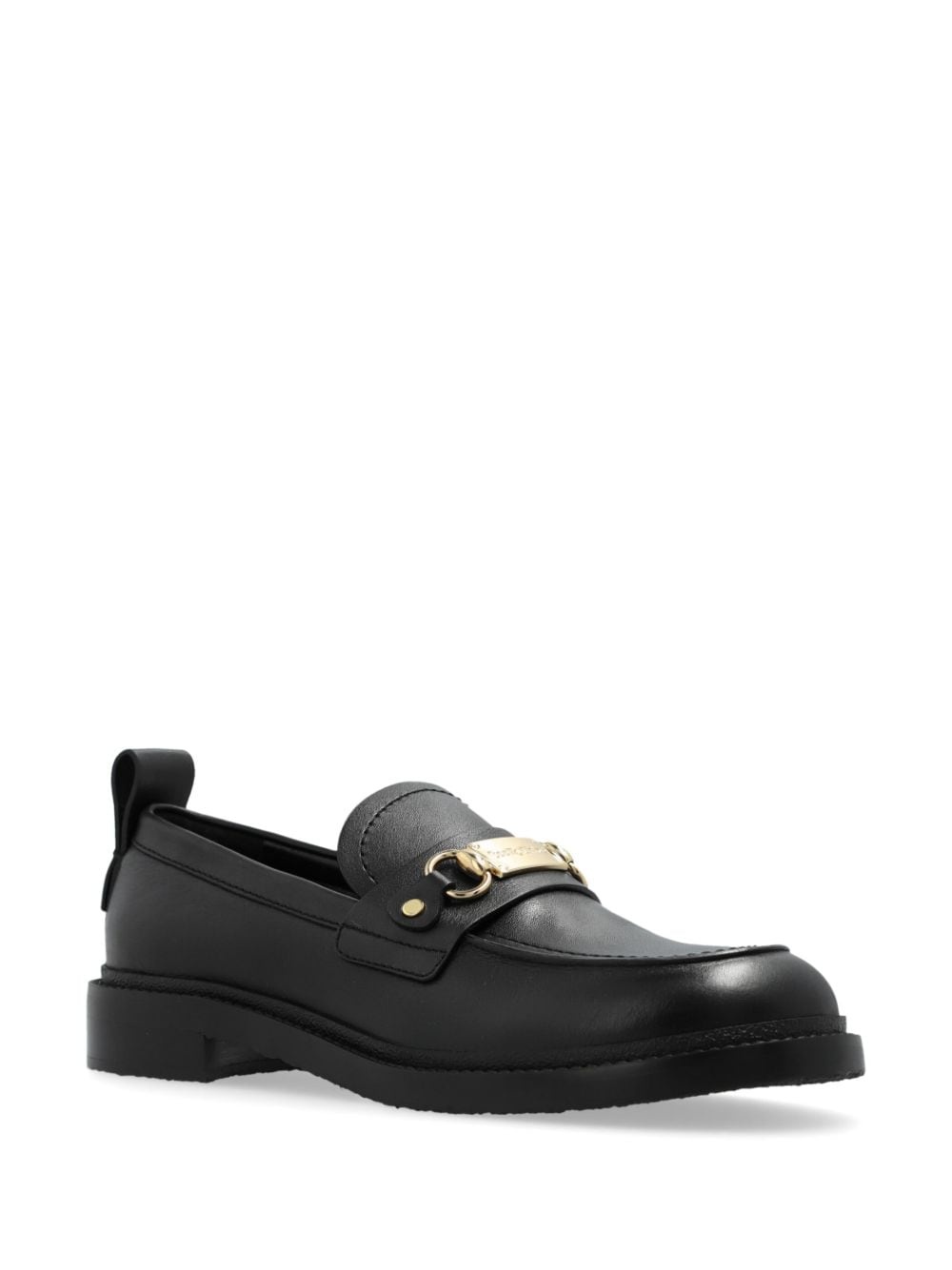logo-engraved leather loafers - 2