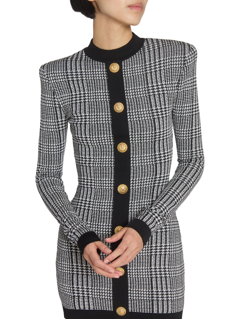 Women's Prince of Wales Check Body-Con Minidress - Noir Naturel 6