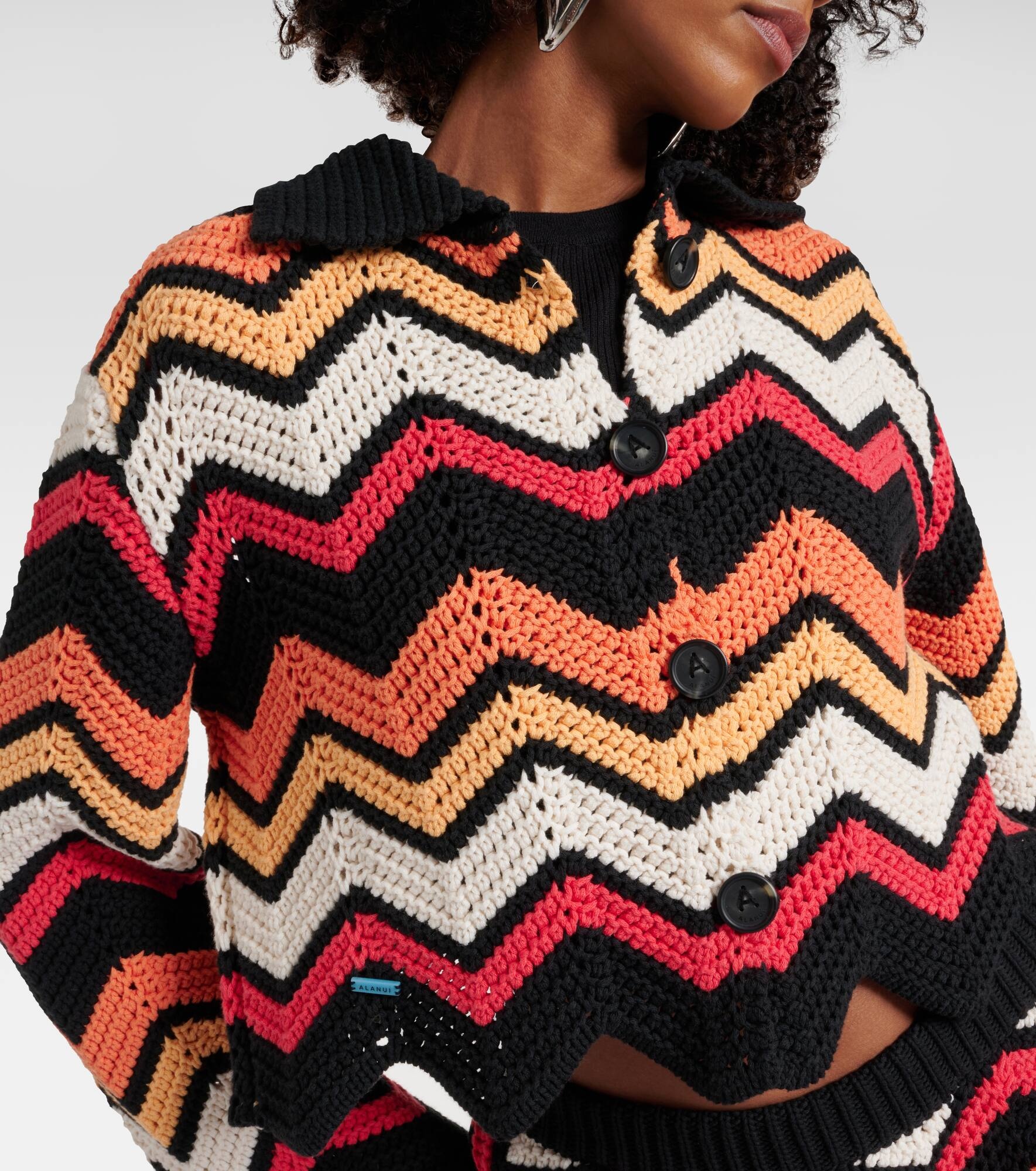 Kaleidoscopic Chevron cotton-blend cardigan - 4