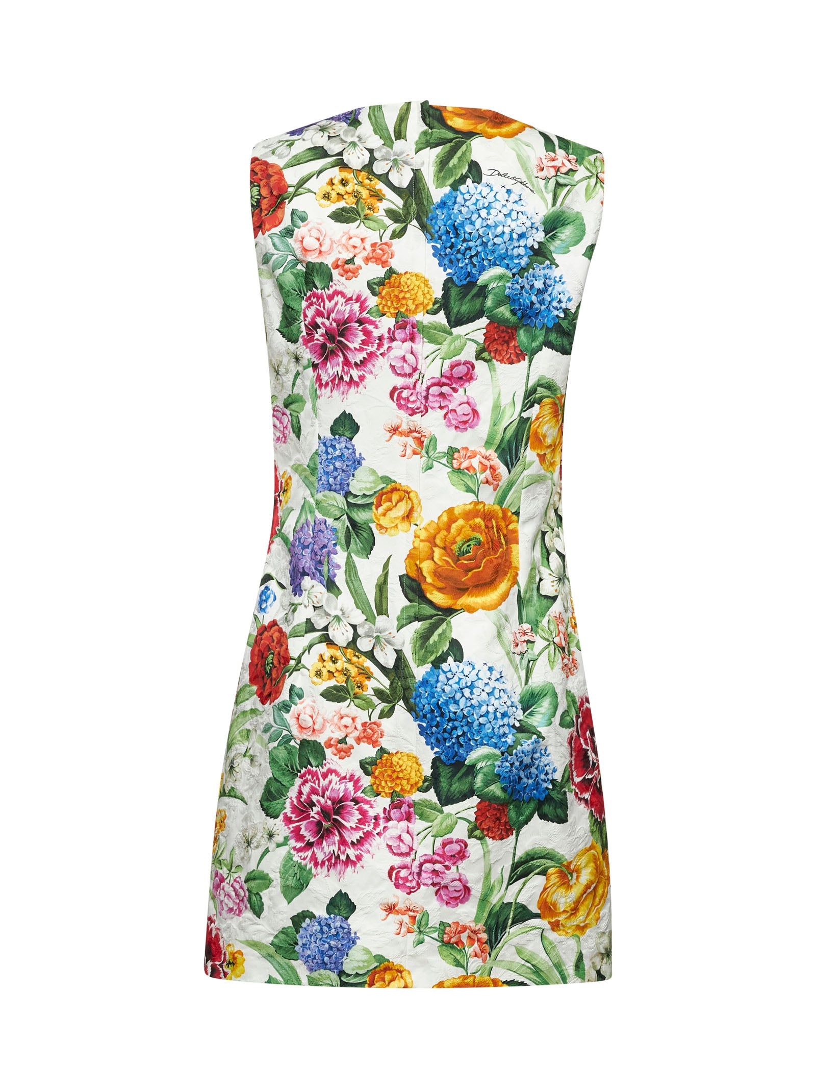 Floral print jacquard cotton short dress - 2