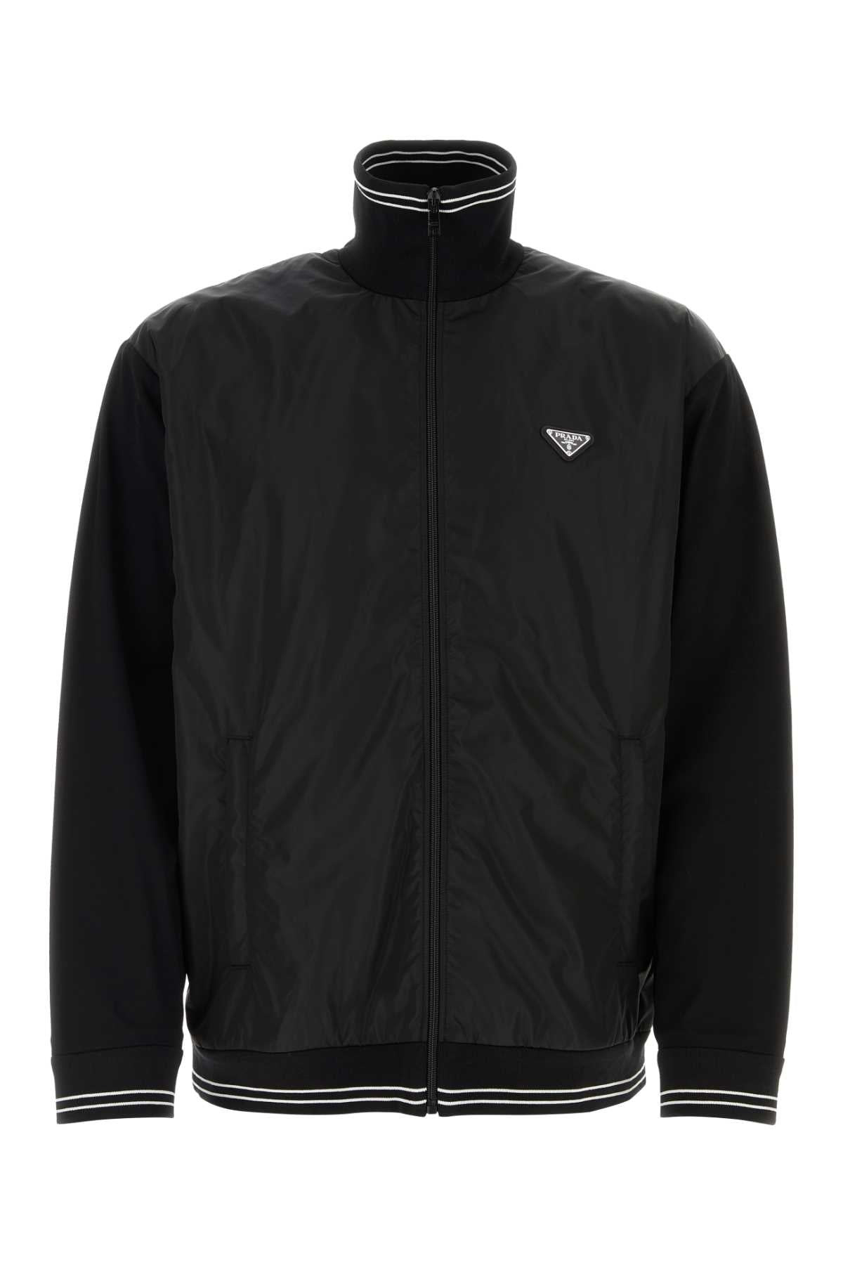 Prada Men Black Cotton And Nylon Jacket - 1