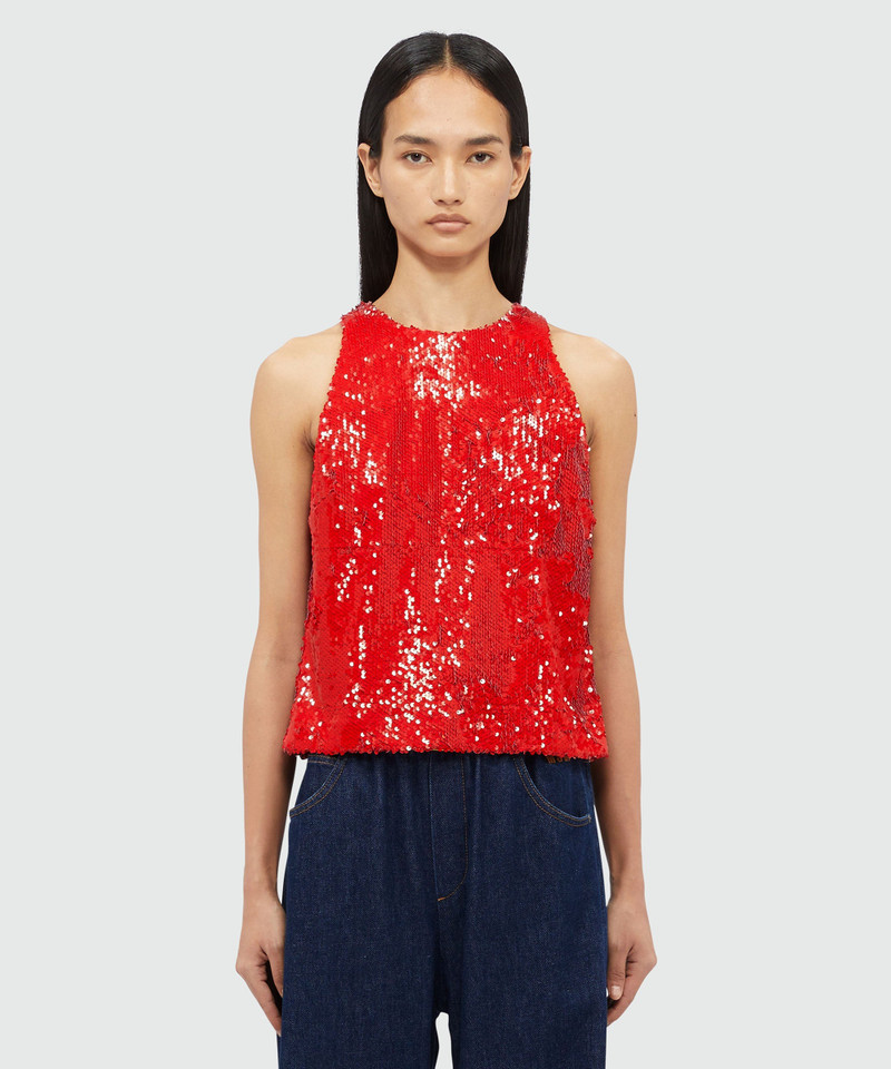 MSGM Red sequin top outlook