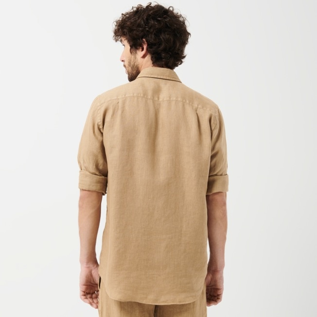 Men Linen Shirt Natural Dye - 4
