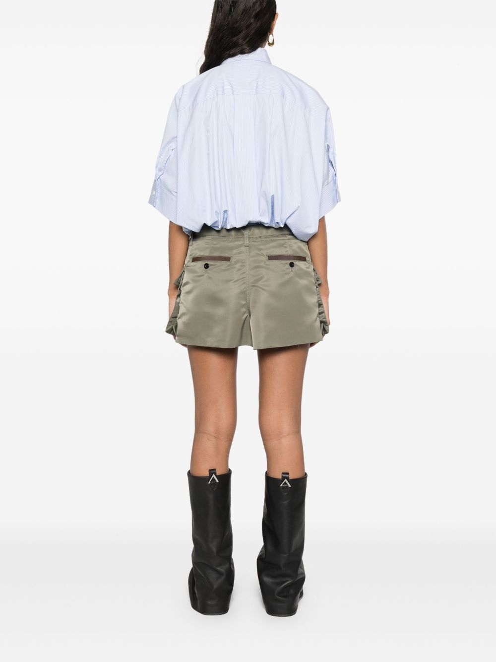 panelled mini shirt dress - 4