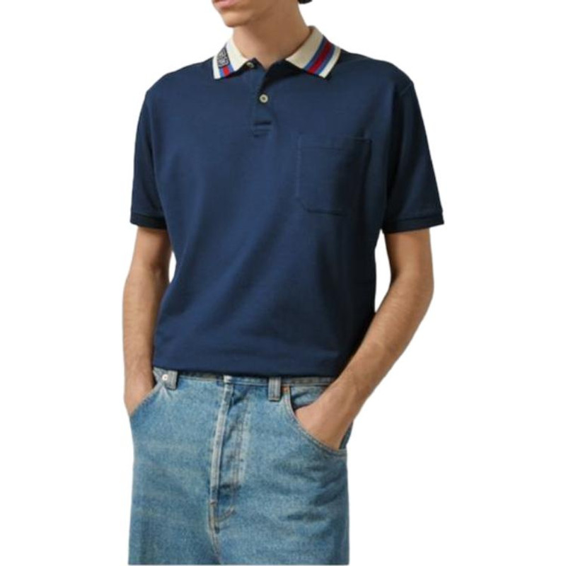GUCCI Gucci Cotton Piquet Polo Shirt With Square GG 'Blue' 768630-XJF45-4030 outlook